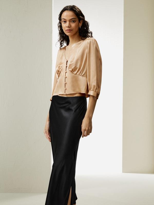 Fitted Retro Corset Silk Top Product Image