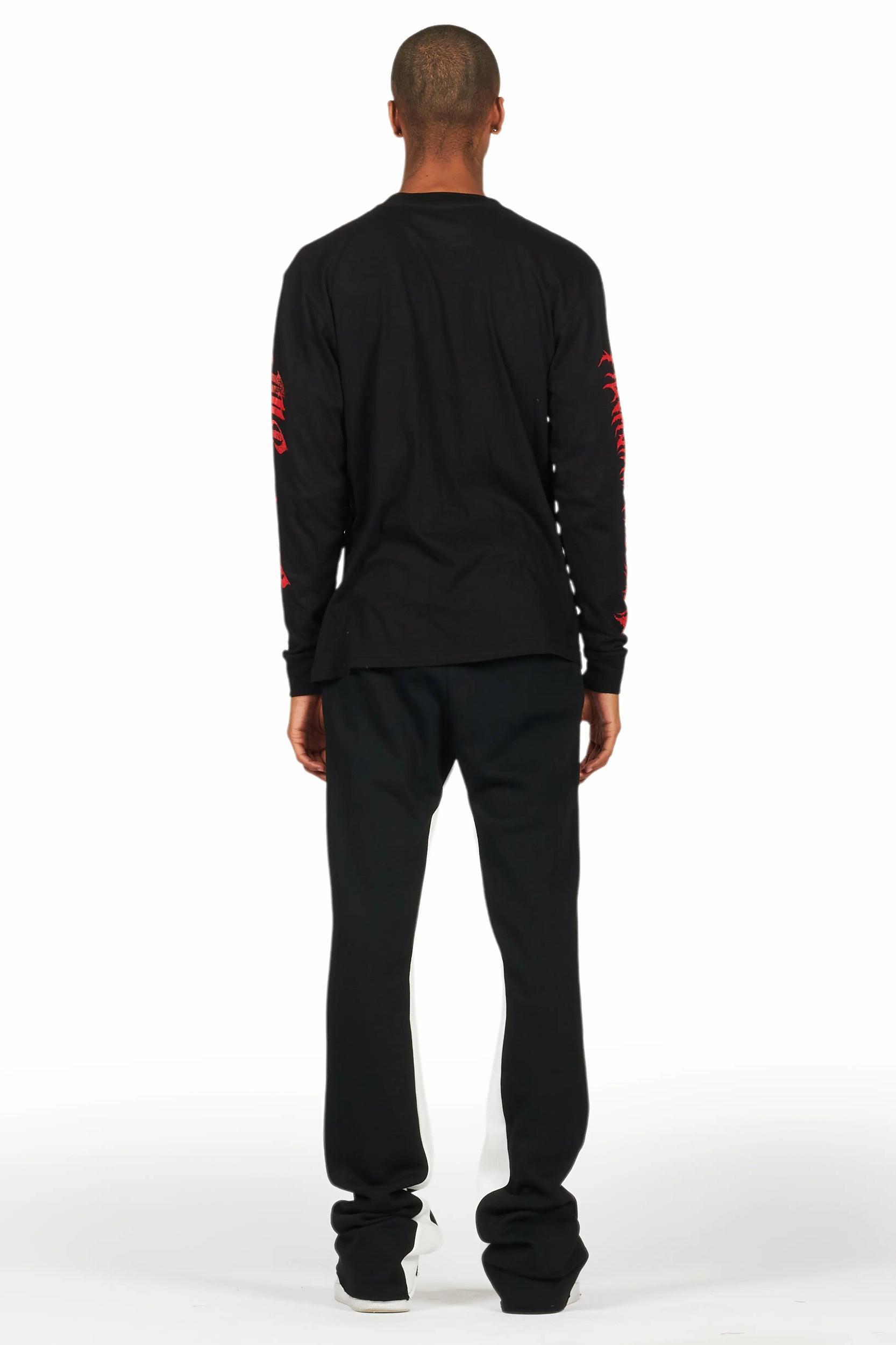 All Seeing Eyes Black/Red Long Sleeve T-Shirt/Baggy Pant Set Male Product Image