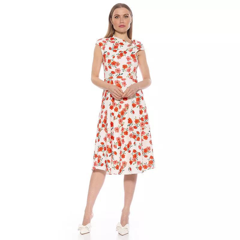 Women's ALEXIA ADMOR Mariah Asymmetrical Fit & Flare Midi Dress, Size: XL, Halogen Blue Product Image