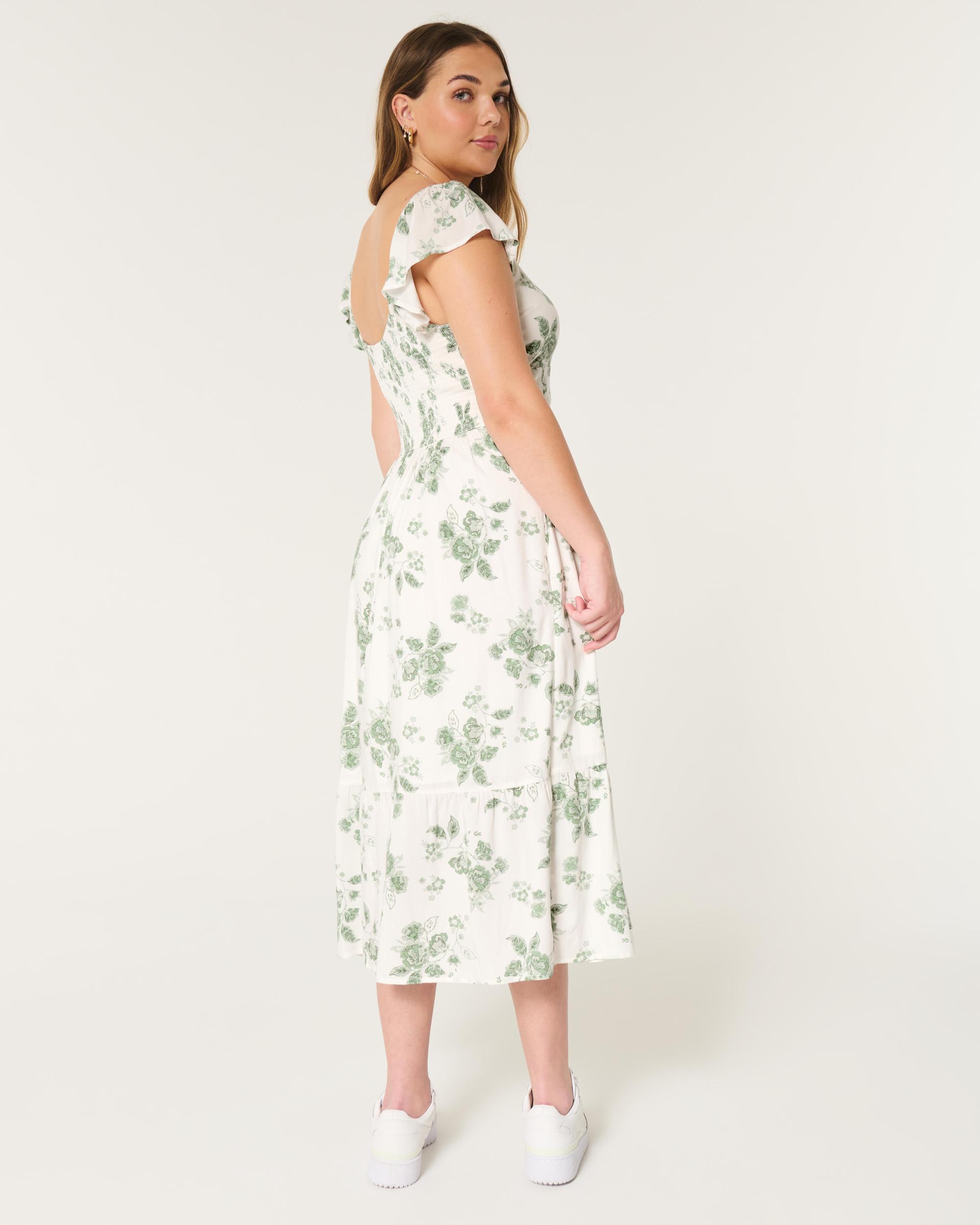 Cinch Bust V-Waist Midi Dress Product Image