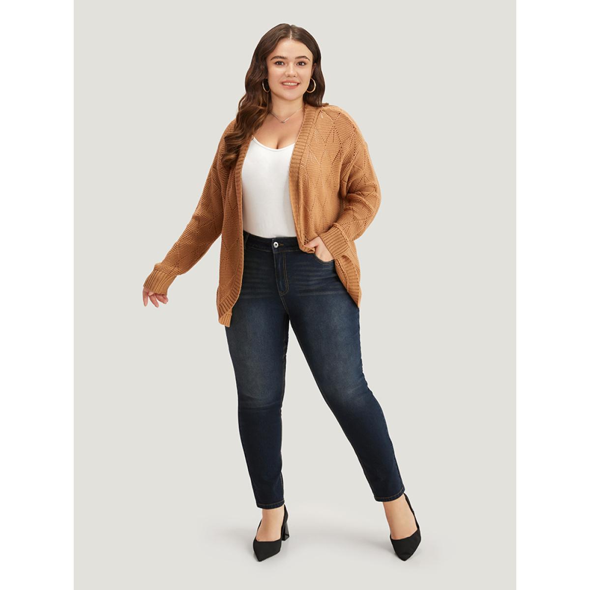 Plus Size Skinny Pocket Dark Wash Zipper Fly Jeans Women Midnight Casual Plain Non High stretch Slanted pocket Jeans BloomChic 26/4X Product Image