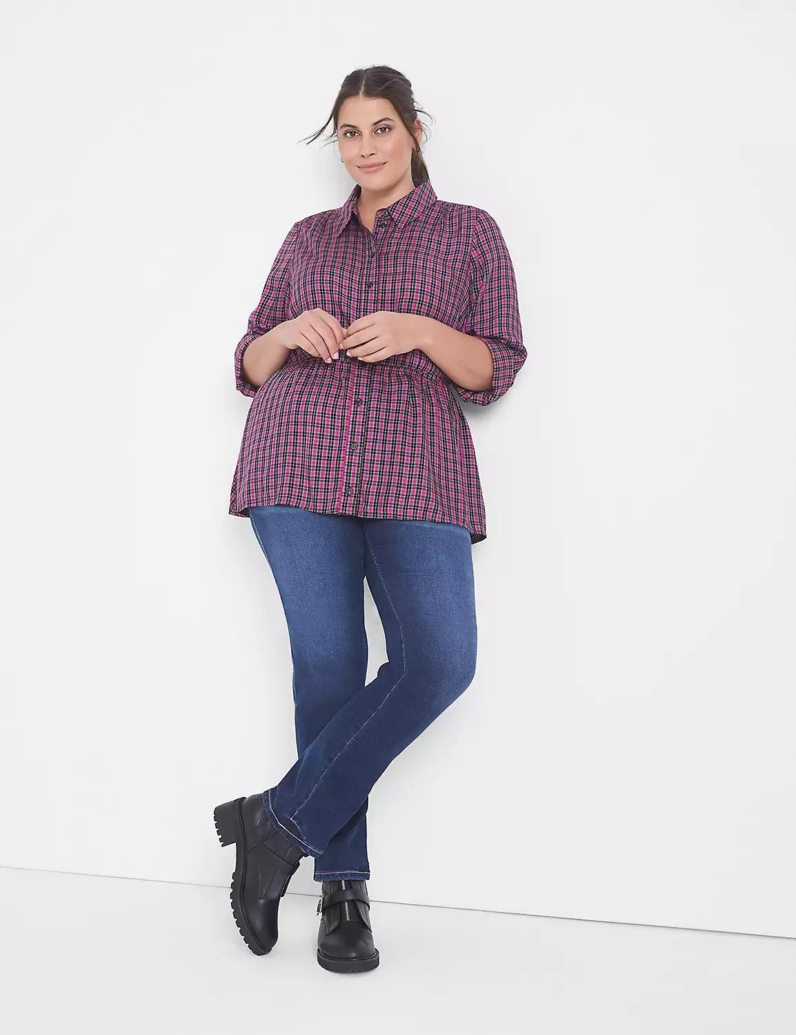 Classic Button-Front Elastic-Waist Tunic Product Image
