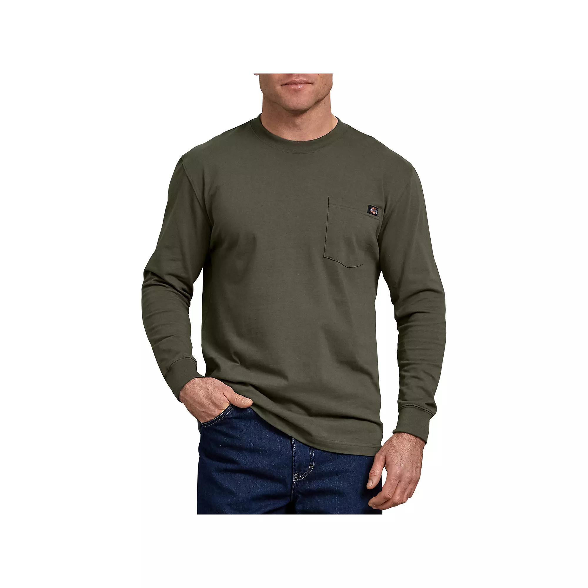 Men's Dickies Heavyweight Crewneck Long Sleeve Tee, Size: Medium, Moss Green Product Image
