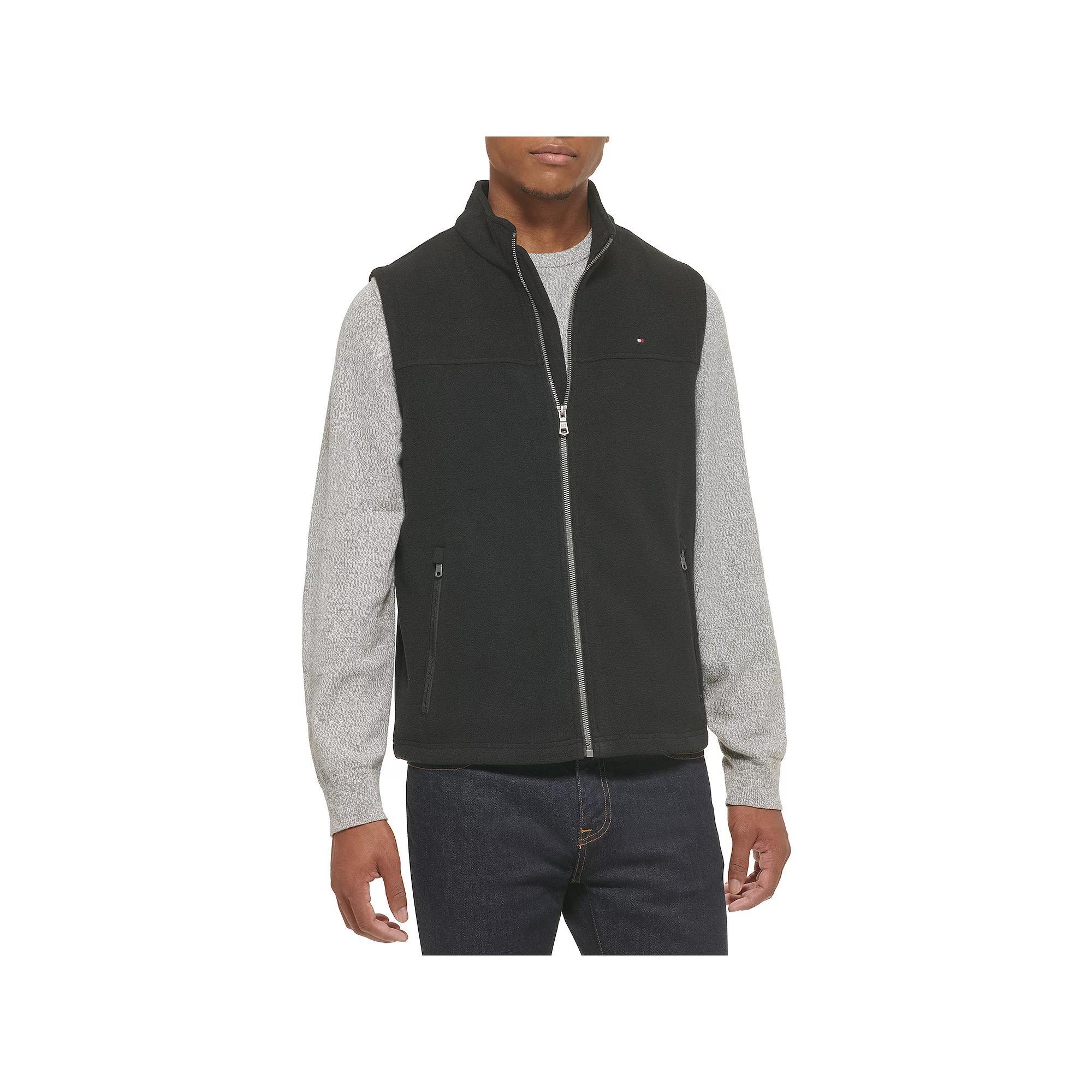 Big & Tall Tommy Hilfiger Fleece Vest with Stand Collar, Men's, Size: Large Tall, Black Product Image