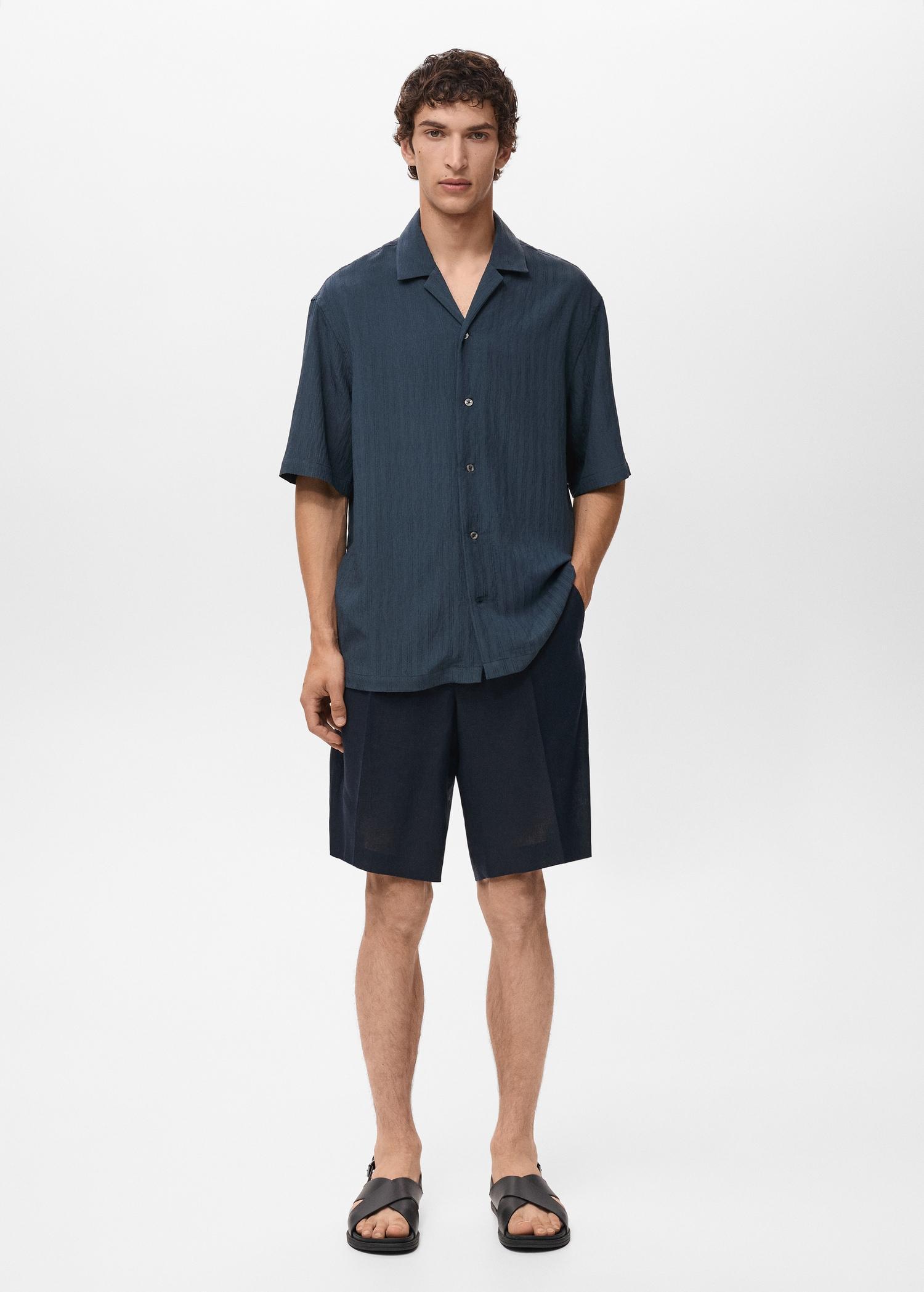 Striped embroidered shirt - Men | MANGO USA Product Image