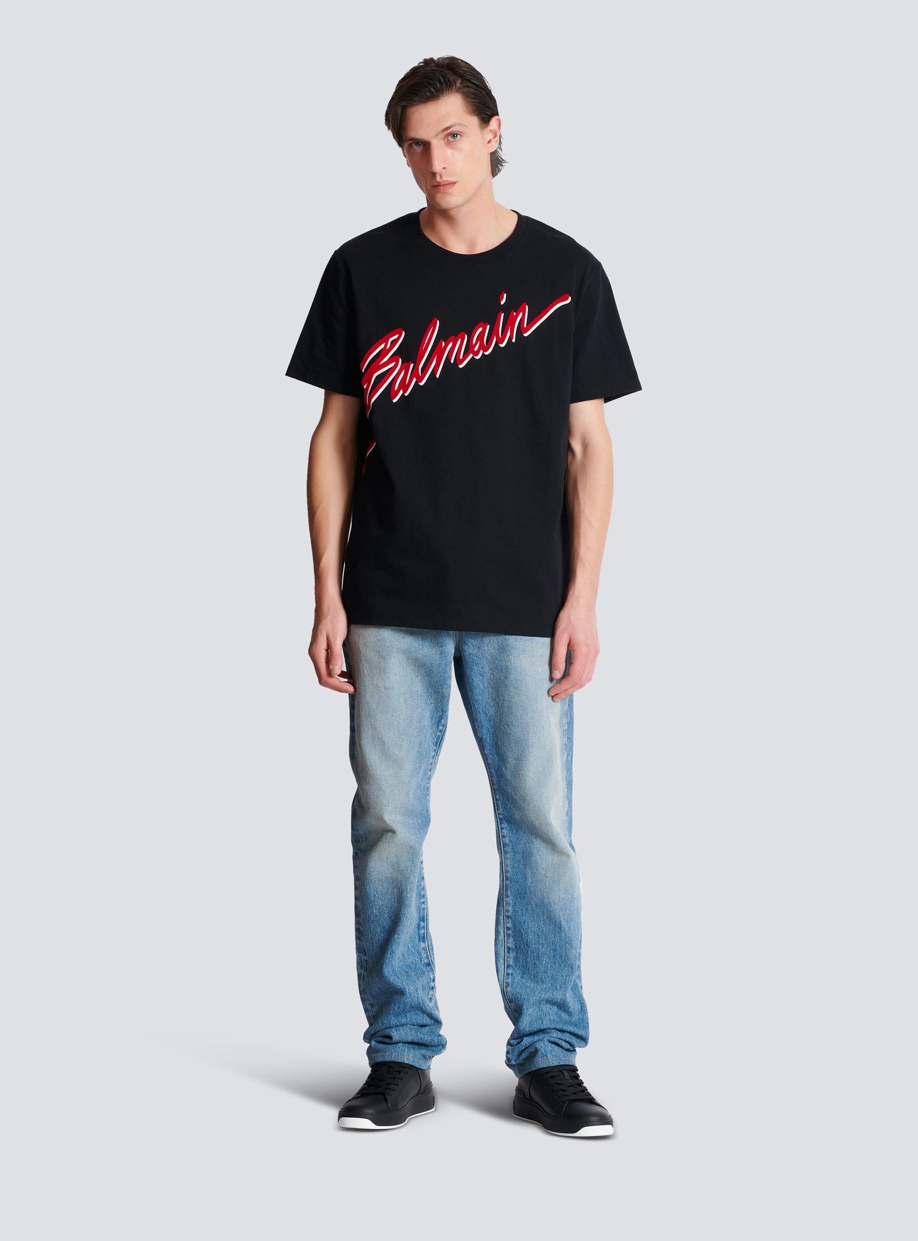 T-shirt with flocked Balmain Letter logo Product Image