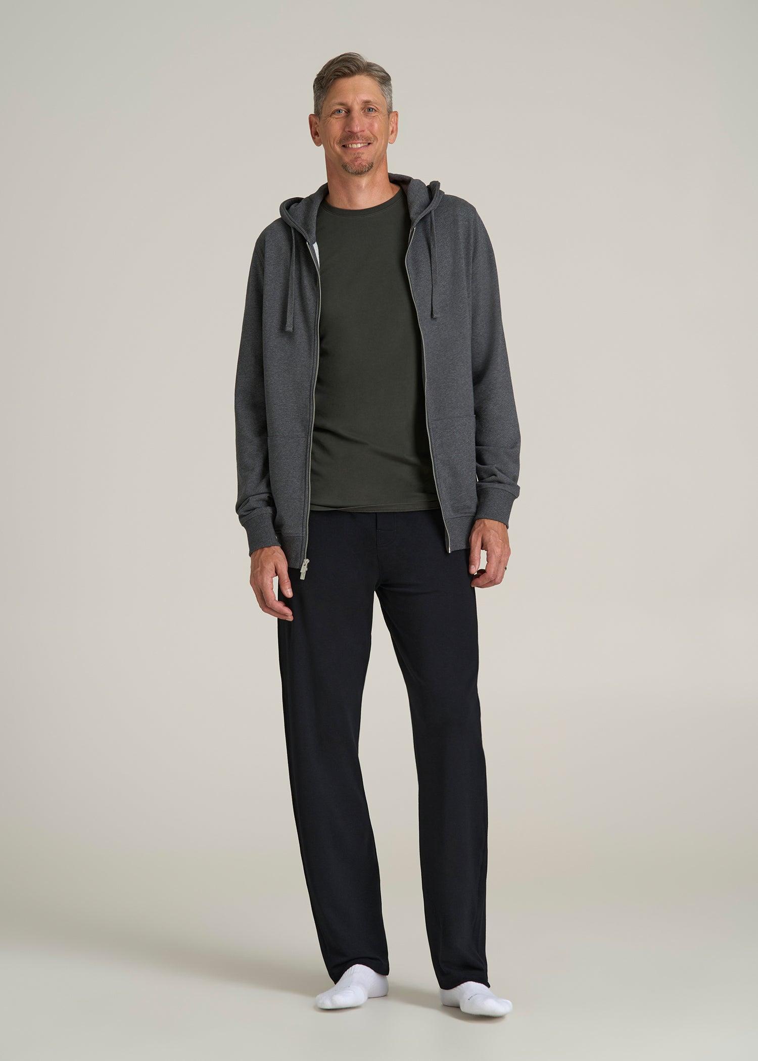 Open-Bottom Tall Men's Pajama Pants in Black Product Image