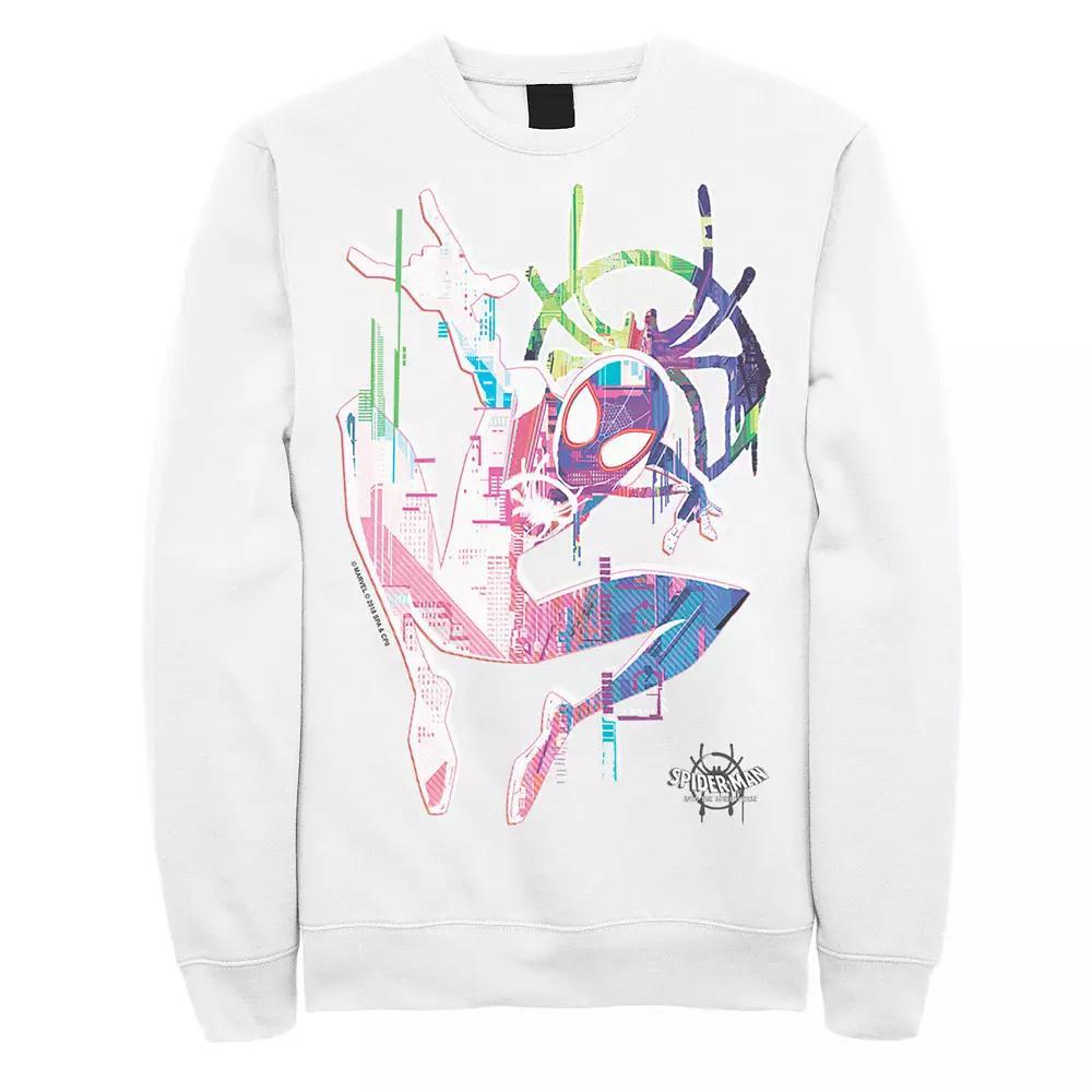 Men's Marvel Spiderverse Watercolor Spidey Pose Graphic Fleece Pullover, Size: XL, White Product Image