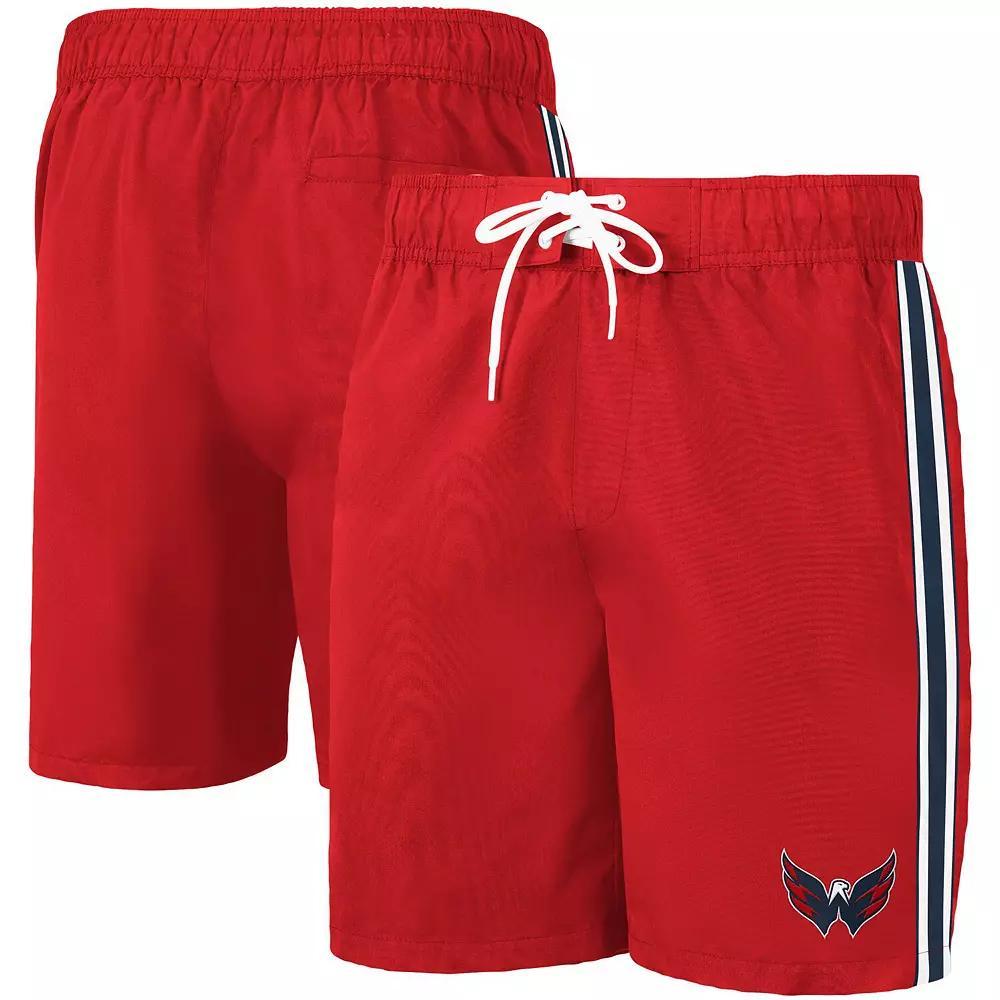 Men's G-III Sports by Carl Banks Red/Navy Washington Capitals Sand Beach Swim Shorts, Size: Medium Product Image