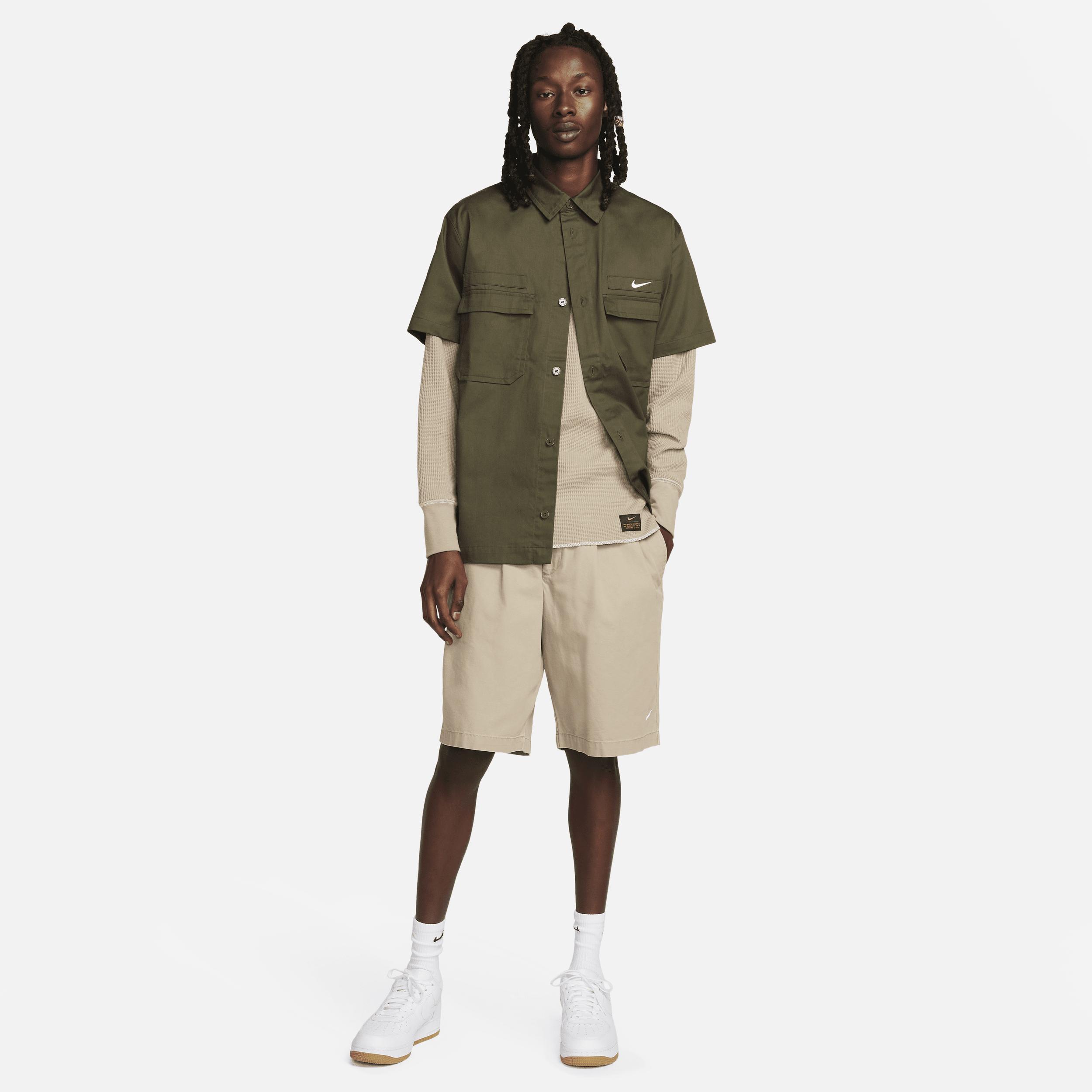 Nike Mens Life Woven Military Short-Sleeve Button-Down Shirt Product Image