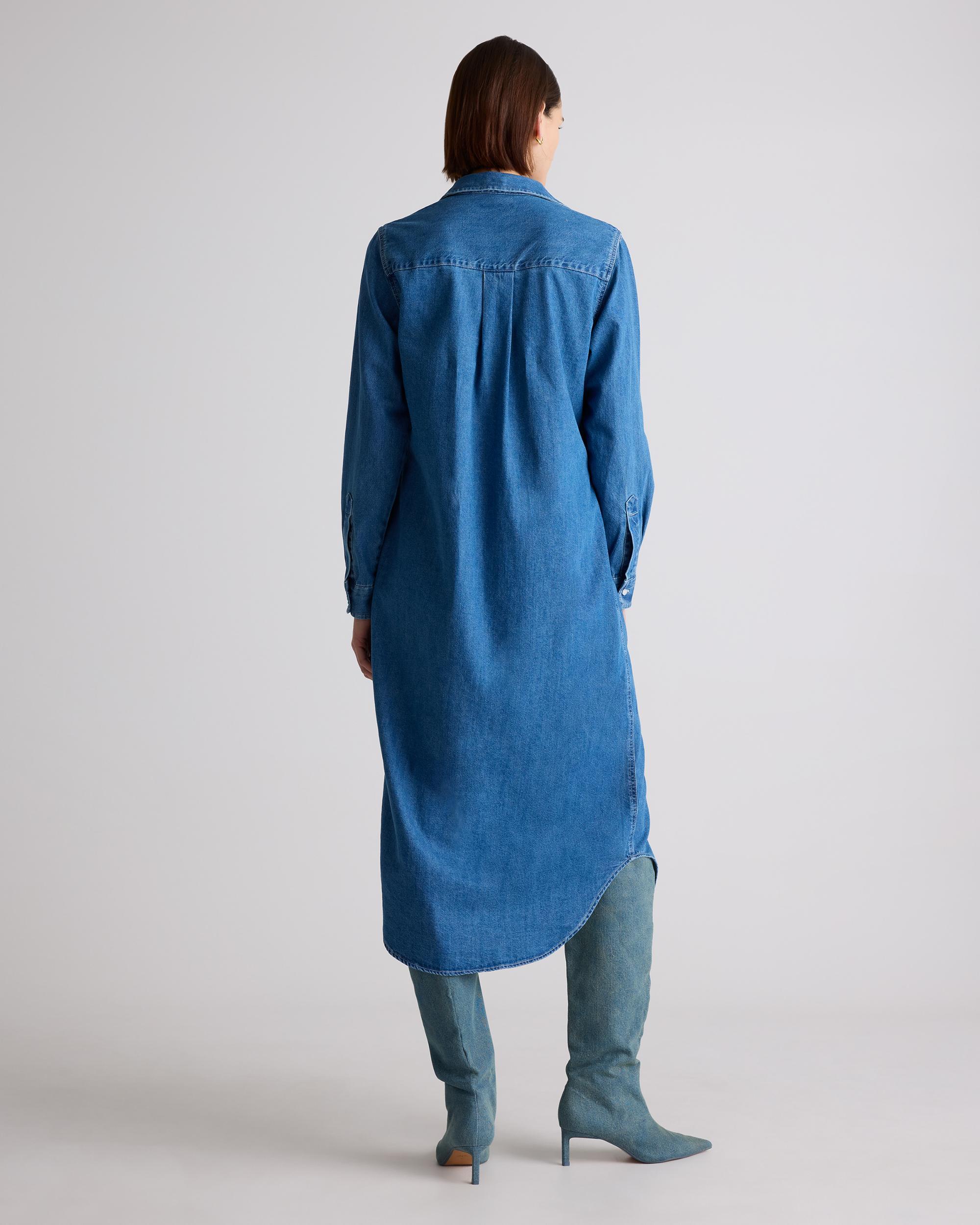 Quince | Women's Distressed Denim Maxi Shirt Dress Cotton Product Image