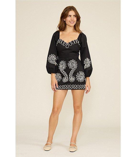 Lucy Paris Cartagena Embroidered Long Sleeve Mini Dress Product Image