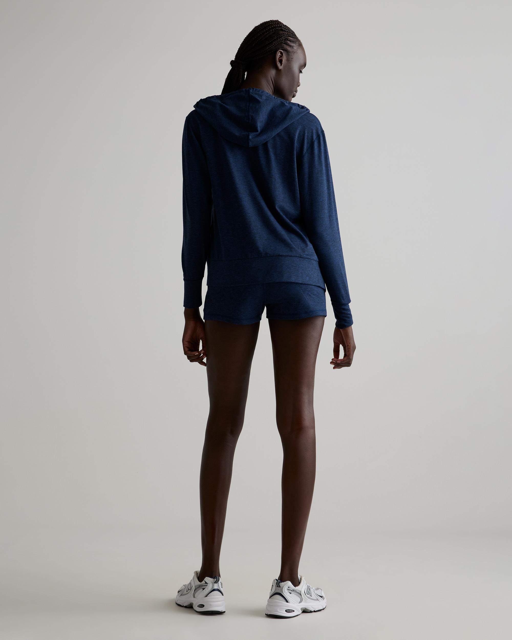 Quince | Women's Super Soft Performance Full Zip Hoodie in Navy, Flowknit Activewear, Recycled Polyester Product Image