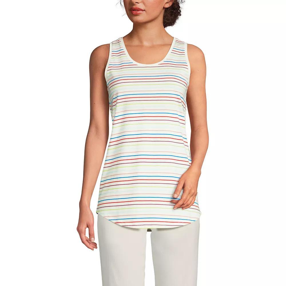 Women's Lands' End Supima Cotton Scoopneck Tunic Tank Top, Size: Small Petite, Black Product Image