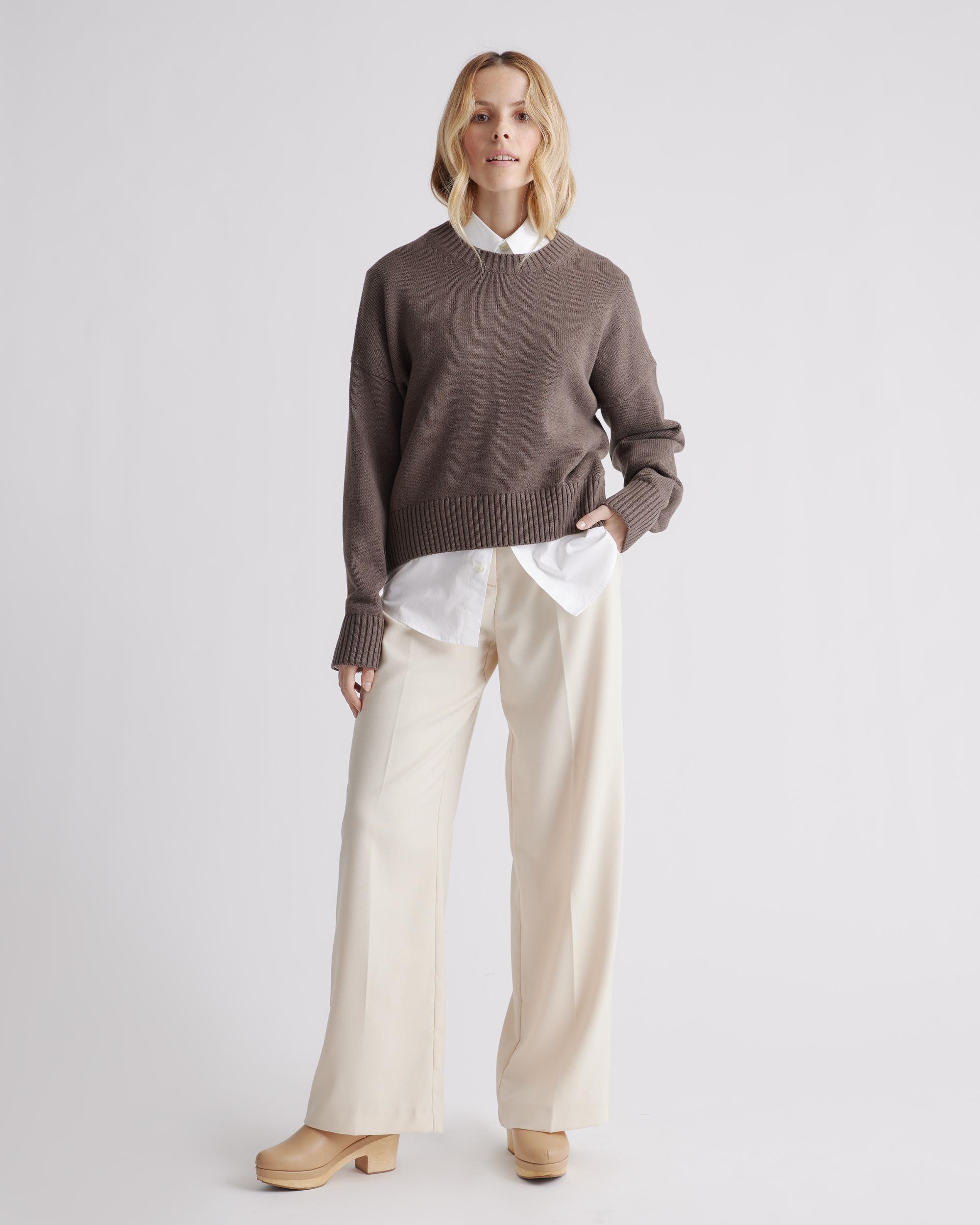 Quince | Women's Boyfriend Crew Sweater Size XS, Organic Cotton Product Image