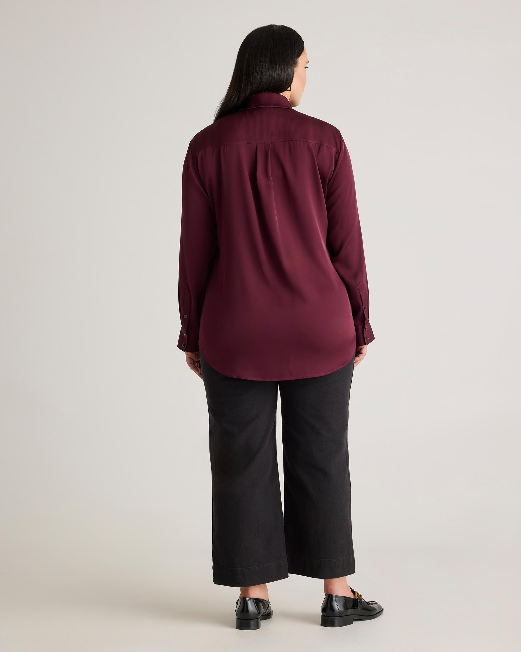 Washable Stretch Silk Notch Collar Blouse - Plus Size Product Image