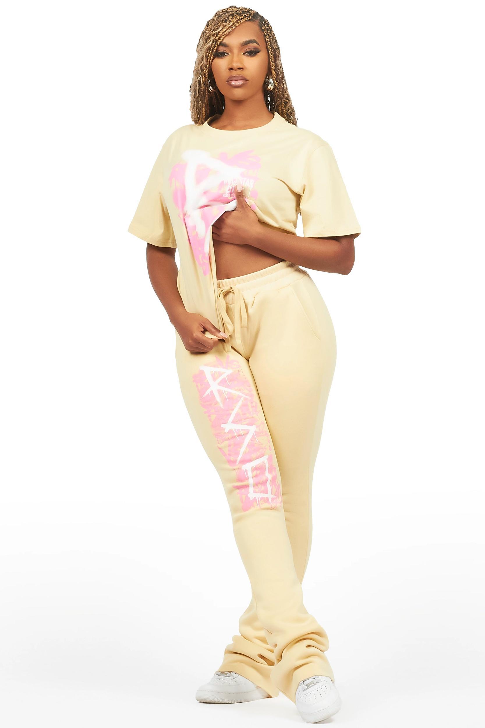 Nahomy Beige T-Shirt Trackset Female Product Image