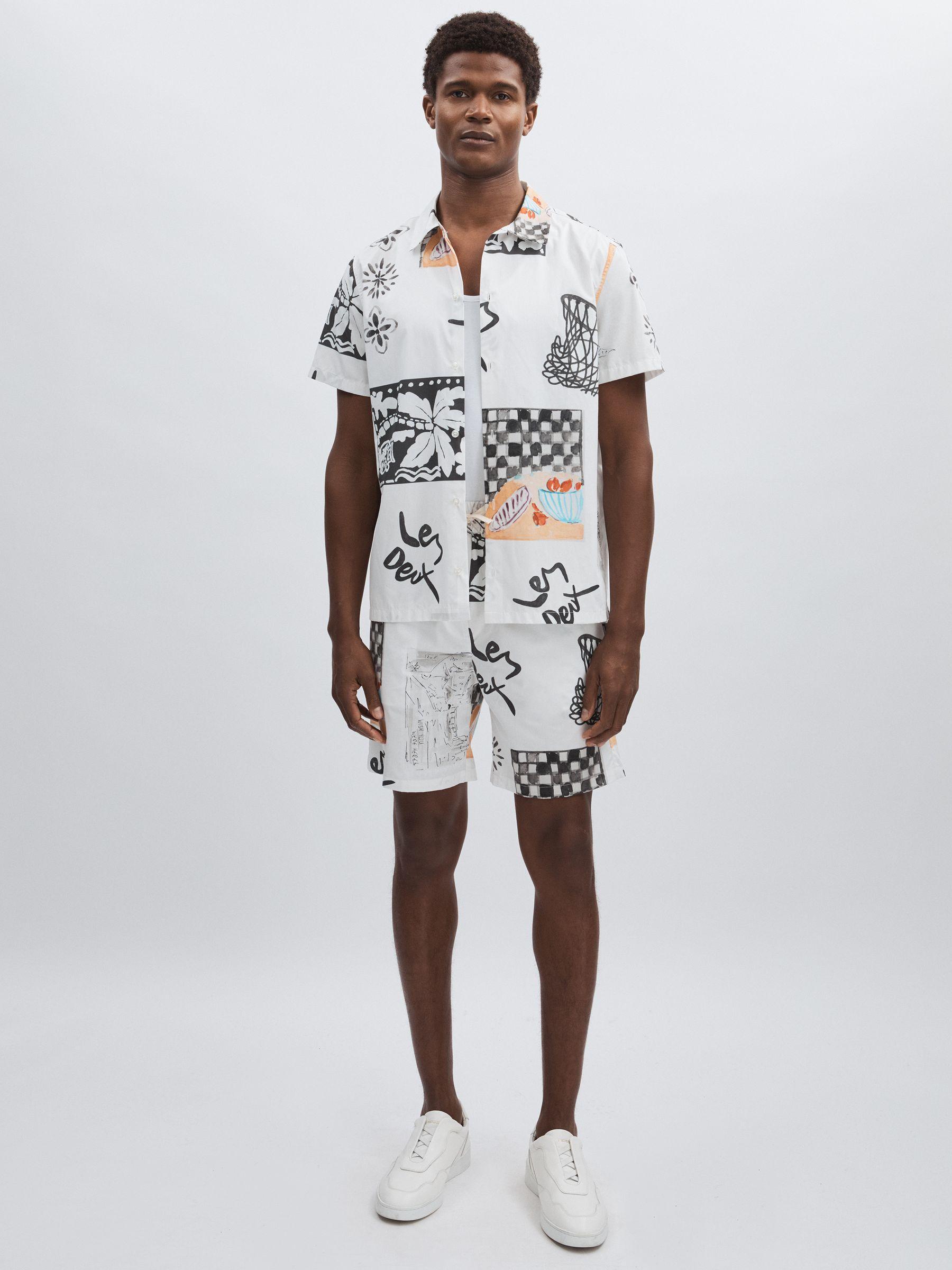Les Deux Cotton Graphic-Print Shirt in Ivory Print Product Image