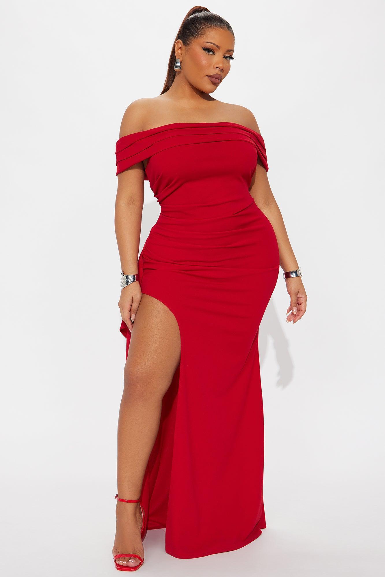Shantal Off Shoulder Crepe Maxi Dress - Red Female Product Image