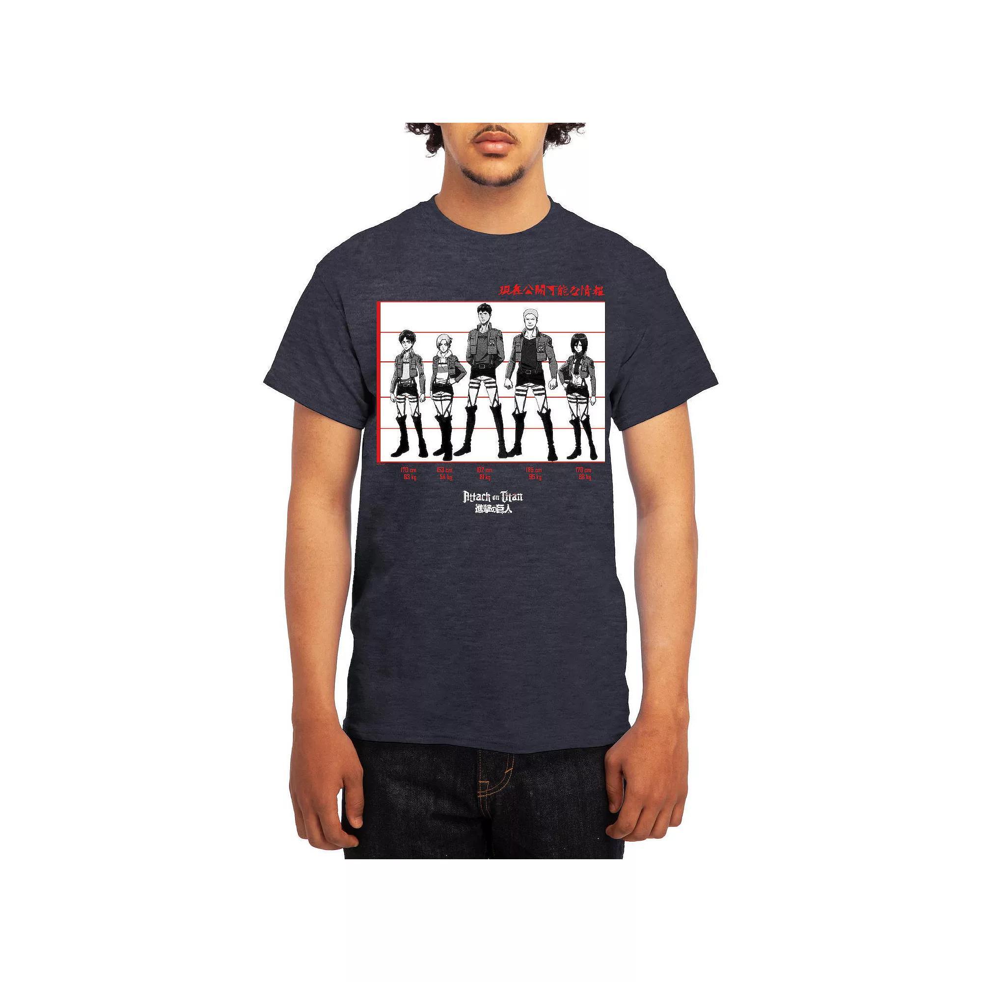 Men's Attack on Titan Black & White Lineup Tee, Boy's, Size: Medium, Grey Lt Blue Product Image