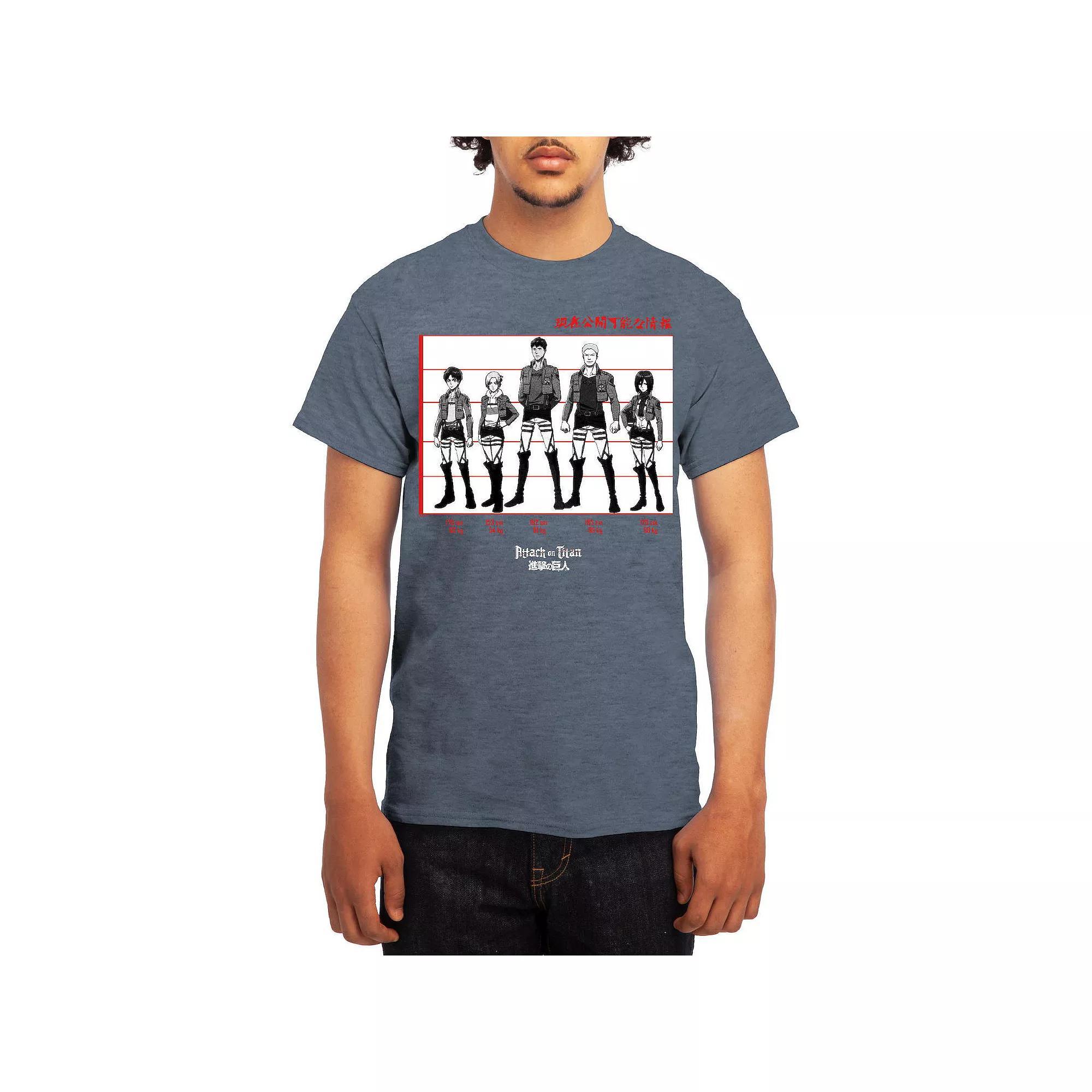 Men's Attack on Titan Black & White Lineup Tee, Boy's, Size: Medium, Grey Lt Blue Product Image