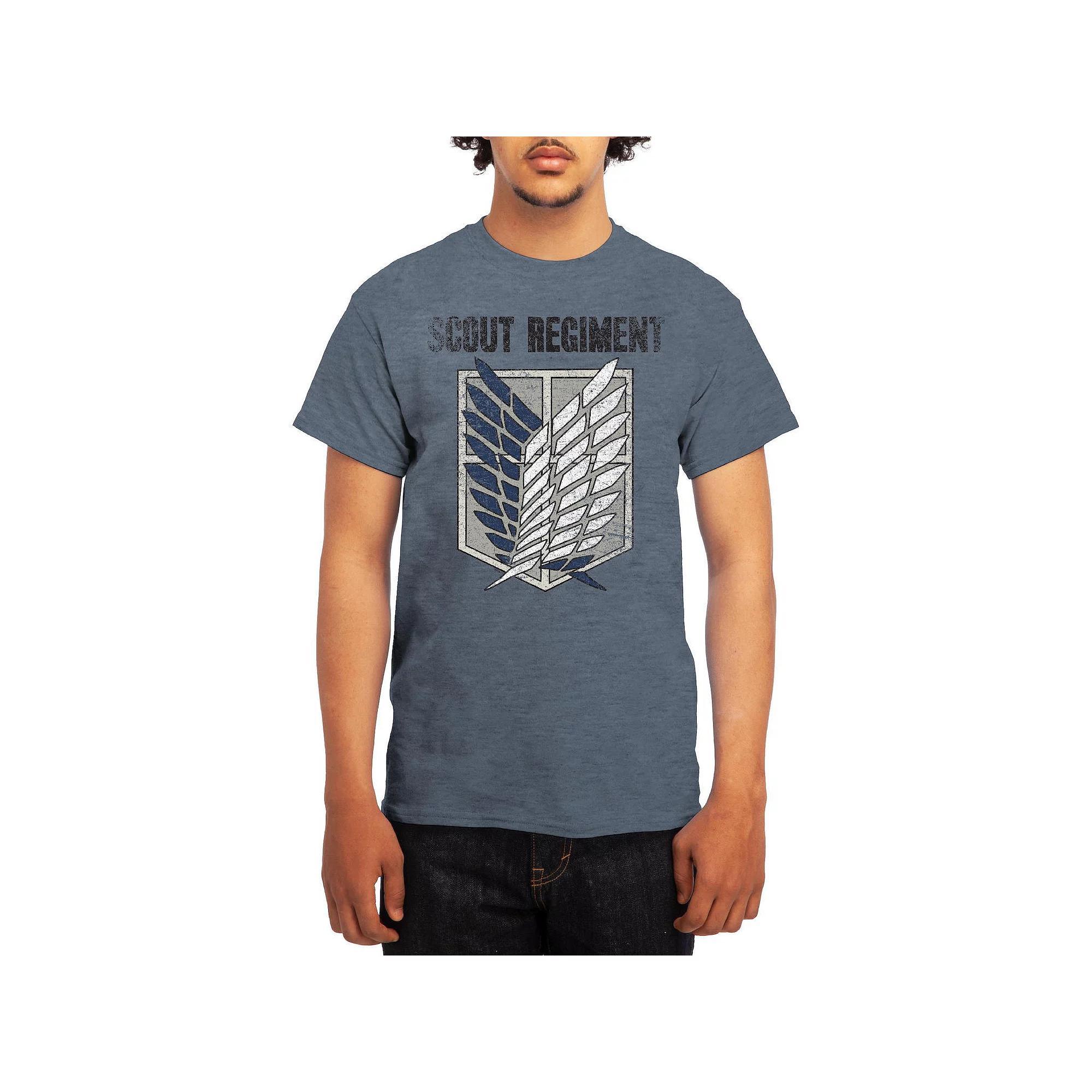 Men's Attack on Titan Distressed Survey Corps Emblem Tee, Boy's, Size: Medium, Blue Product Image