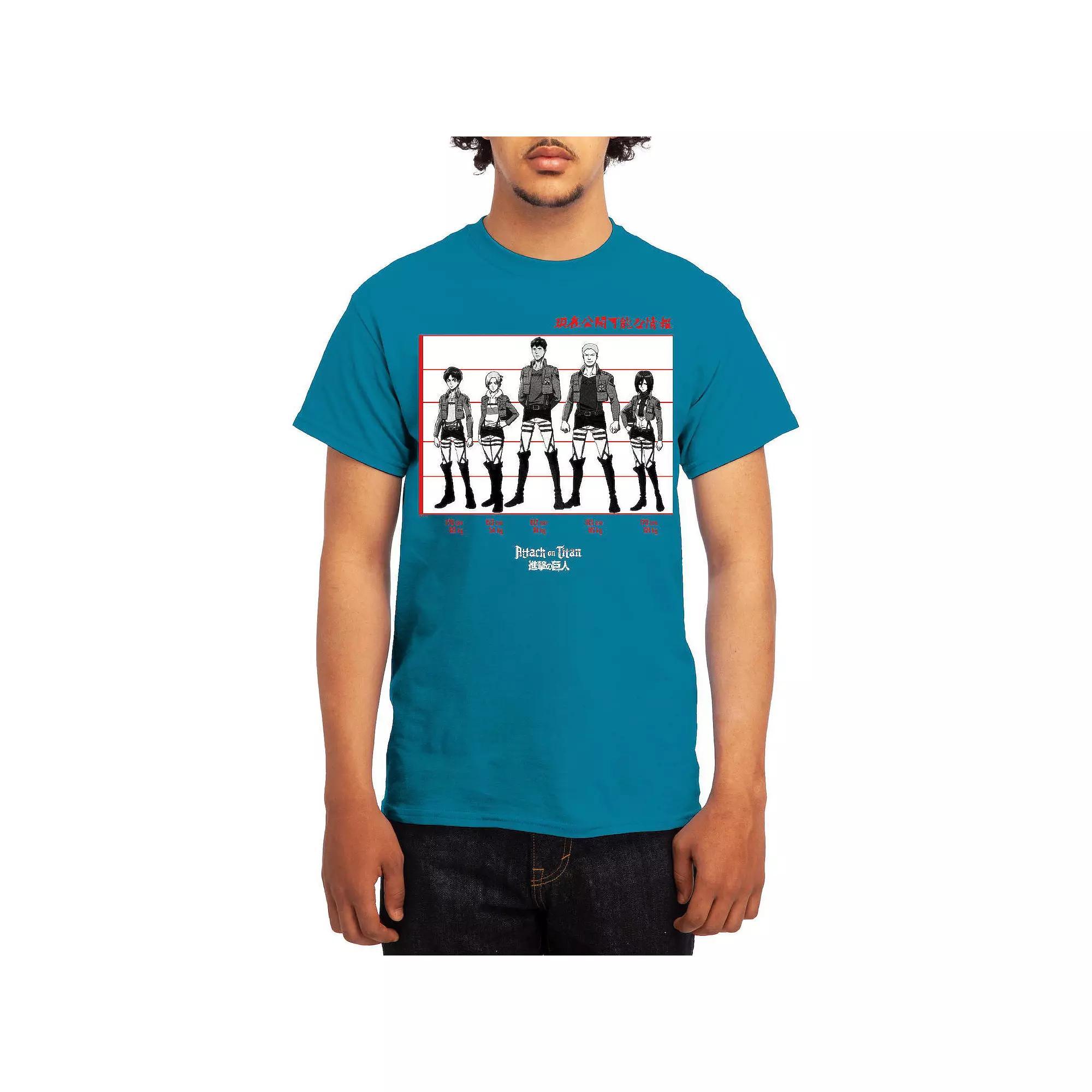 Men's Attack on Titan Black & White Lineup Tee, Boy's, Size: Medium, Grey Lt Blue Product Image