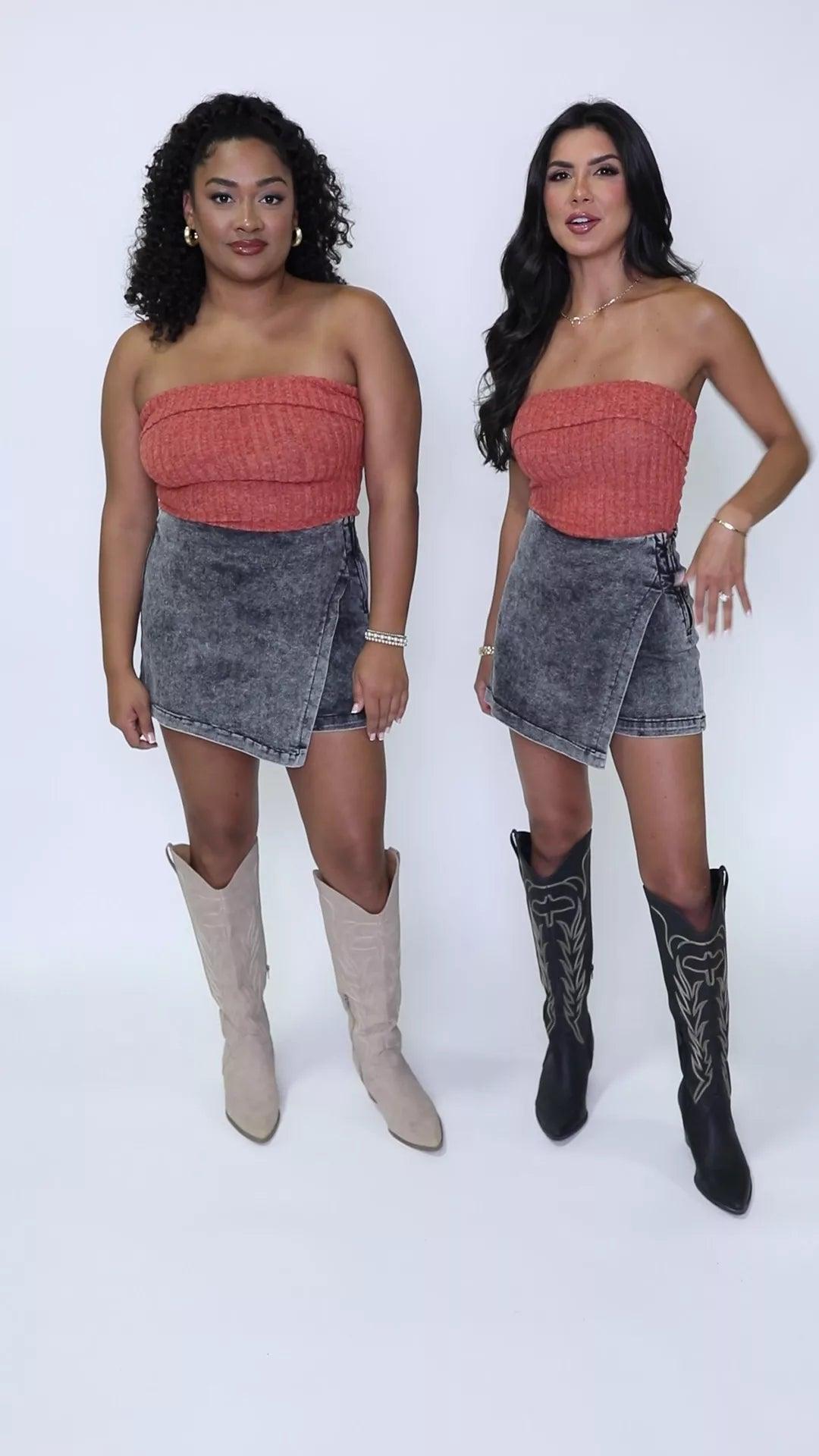 My Favorite Black Acid Wash Denim Skort Product Image