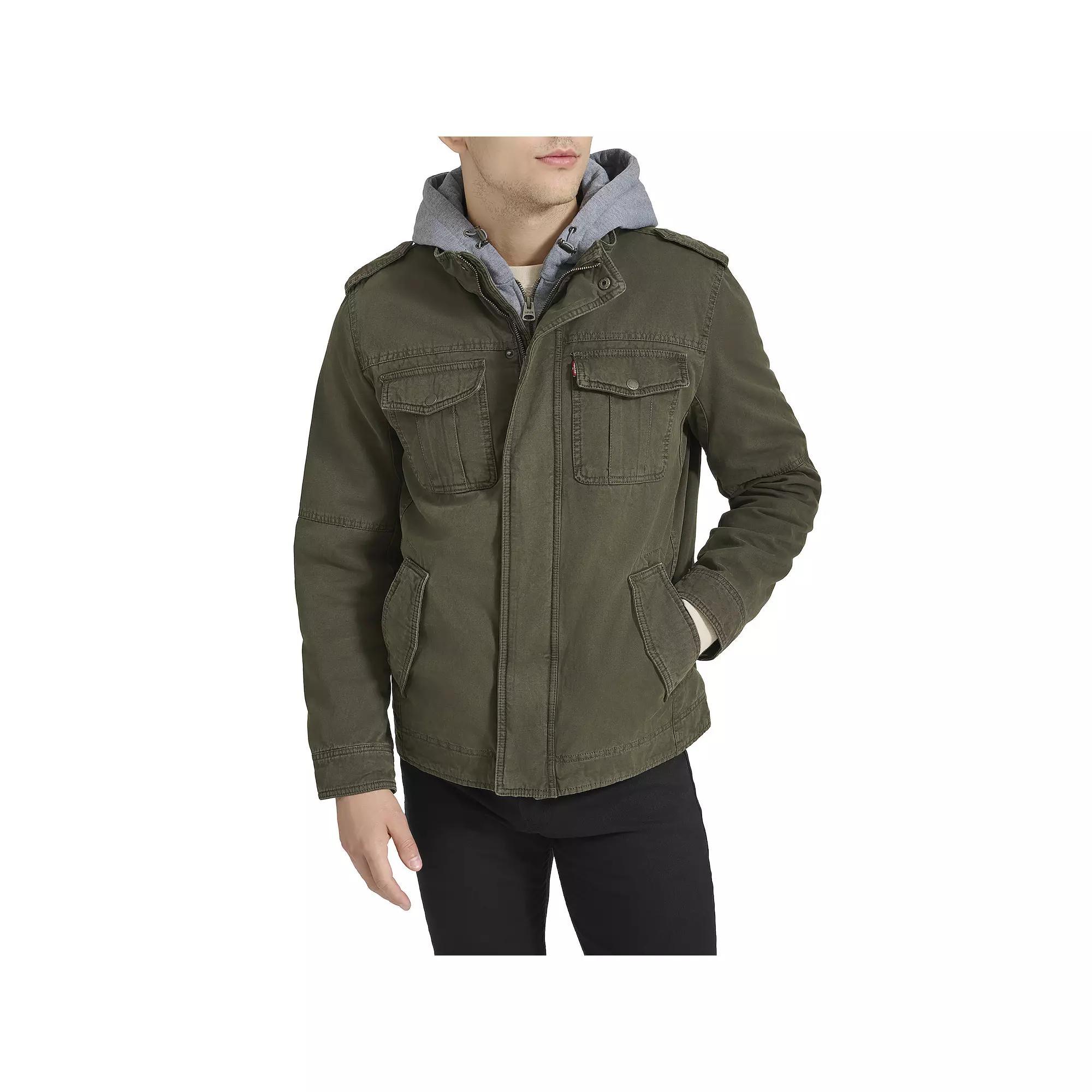 Men's Levi's® Cotton Hooded Quilt Lined Trucker Jacket, Size: Small, Worker Brown Product Image