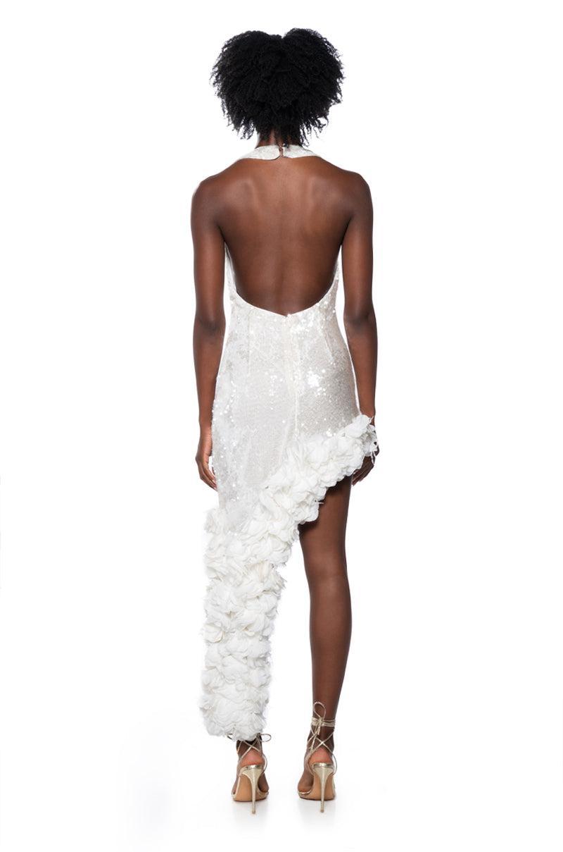 FLAPPER ASYMMETRICAL FEATHER SEQUIN MINI DRESS Product Image