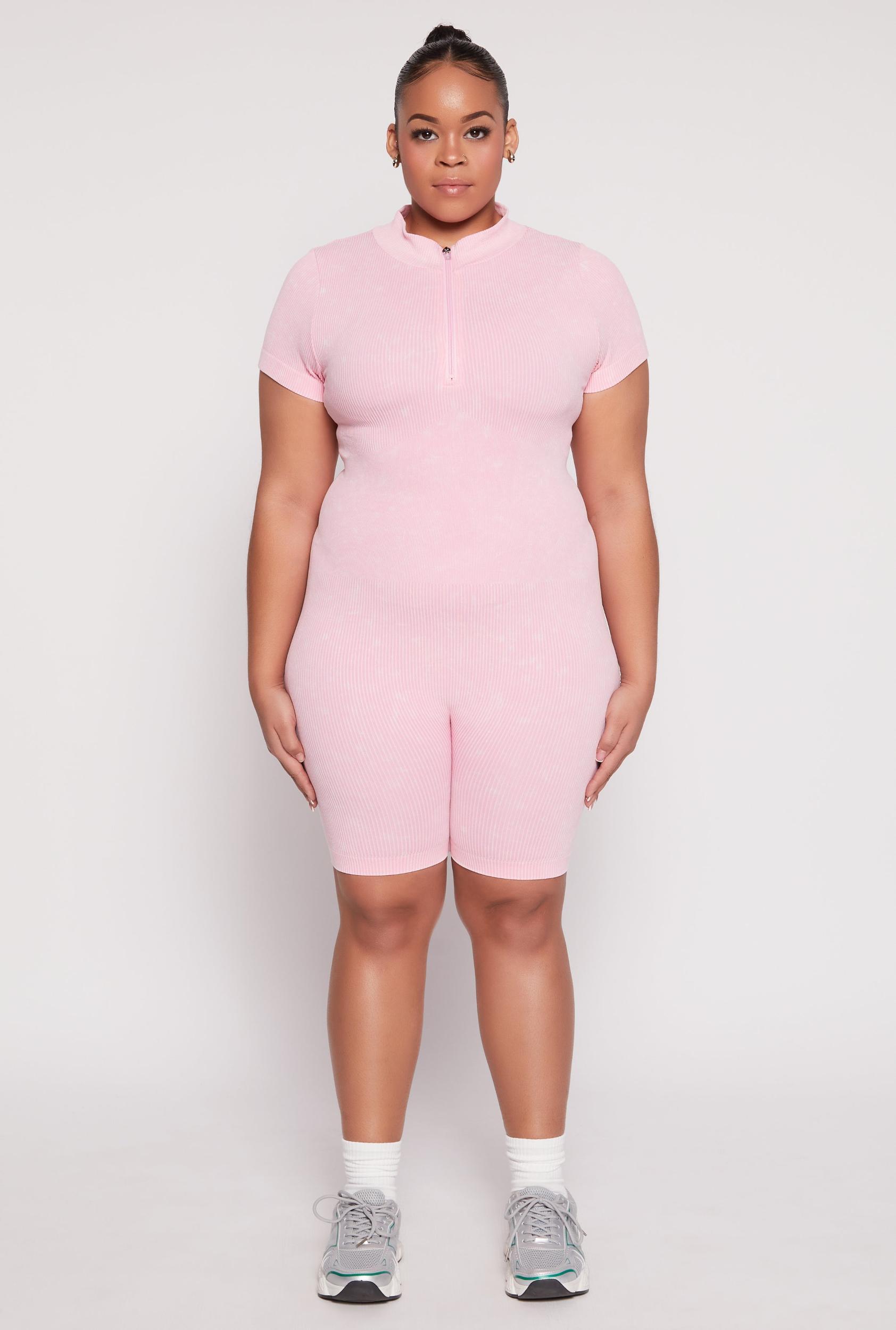 Womens Plus Size Acid Wash Biker Romper Product Image