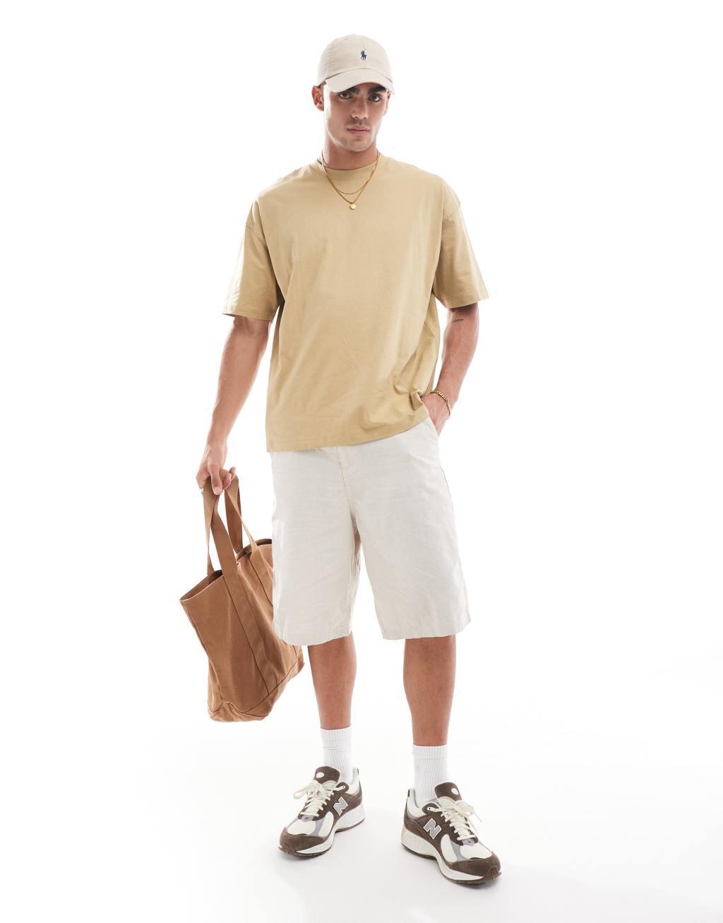 ASOS DESIGN oversized t-shirt in olive gray with back print Product Image