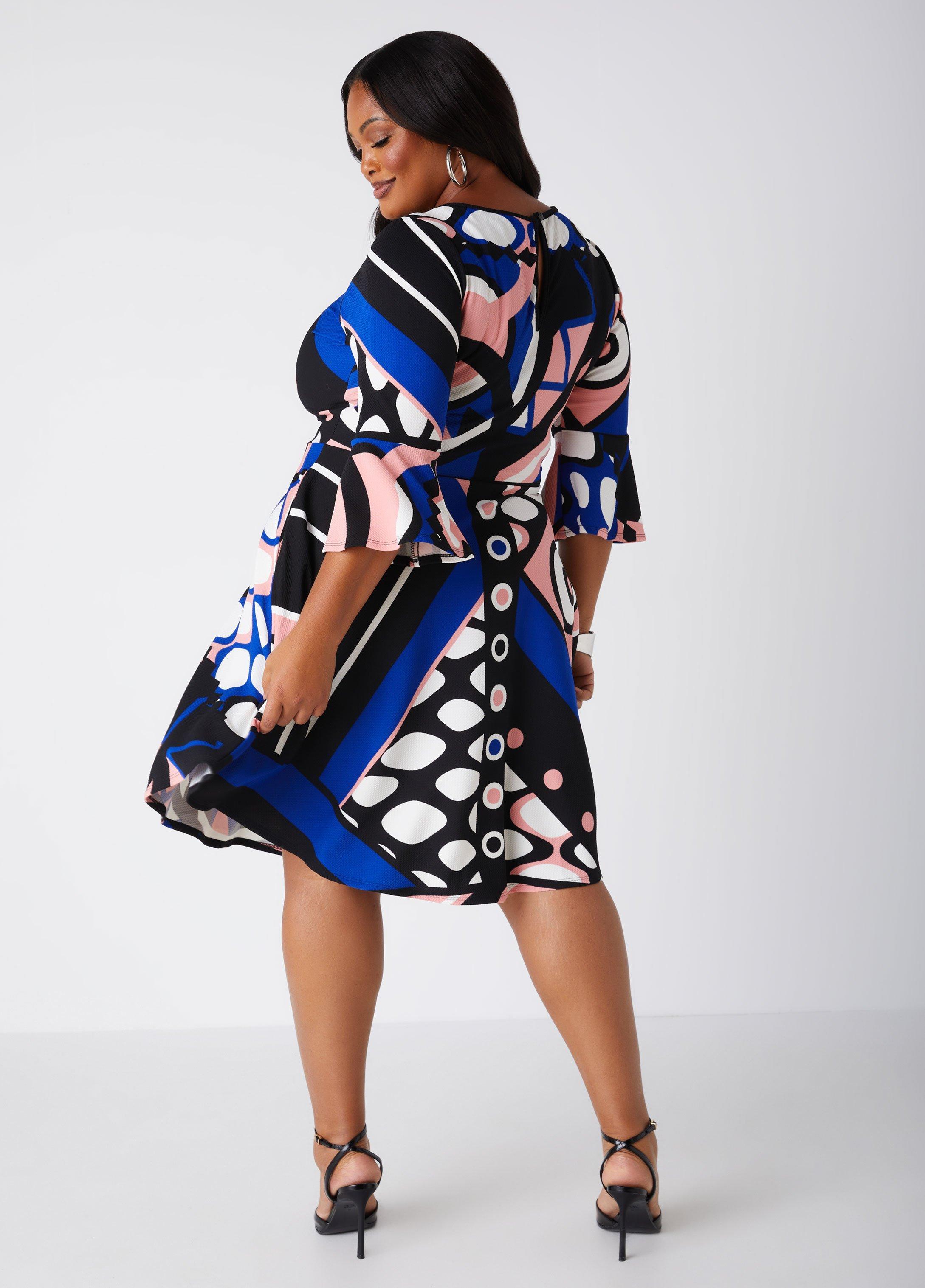 Keyhole Geo Print A Line Dress Product Image