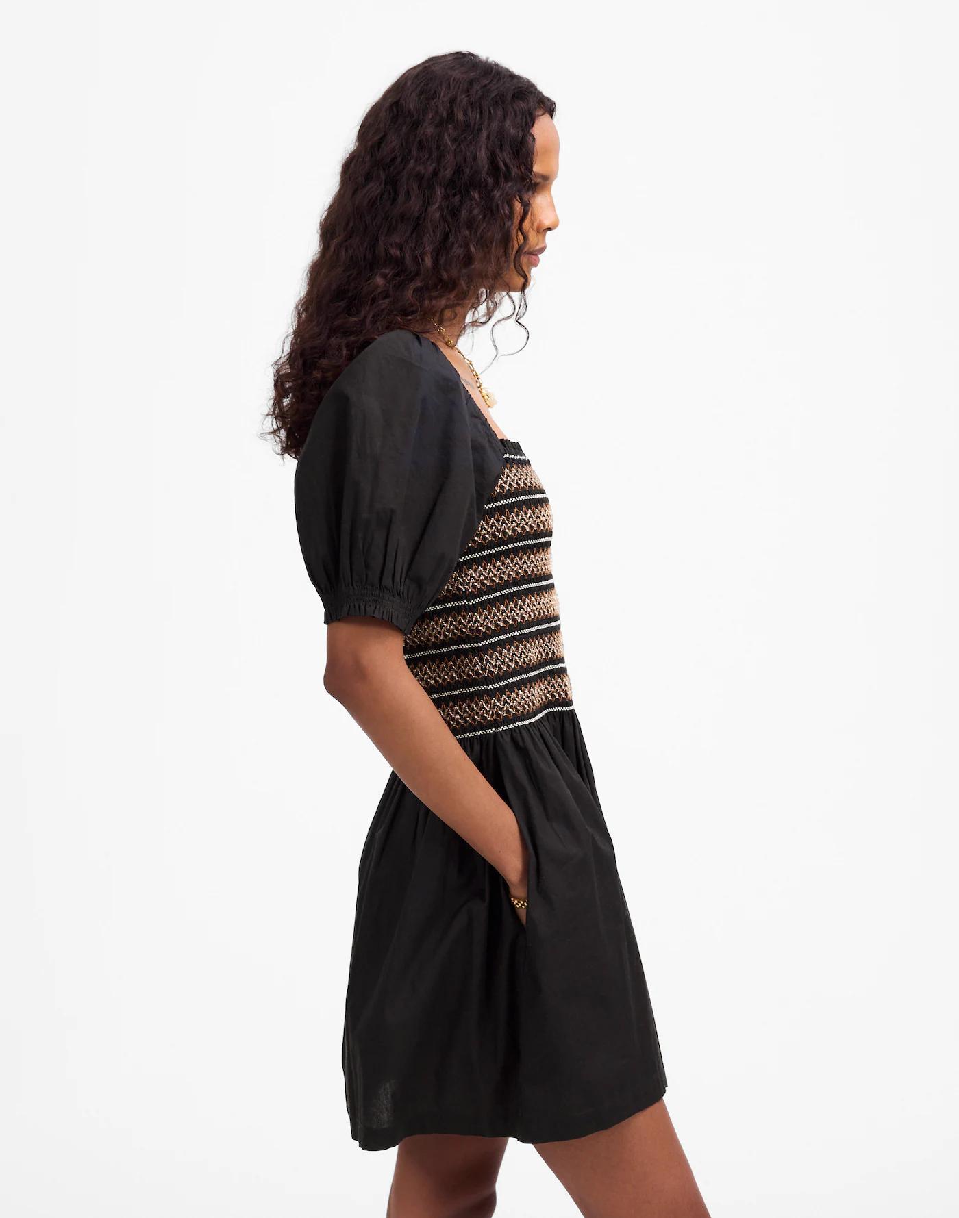 Poplin Puff-Sleeve Mini Dress Product Image