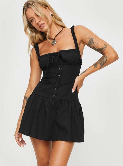 Heart Shaped Mini Dress Black Product Image