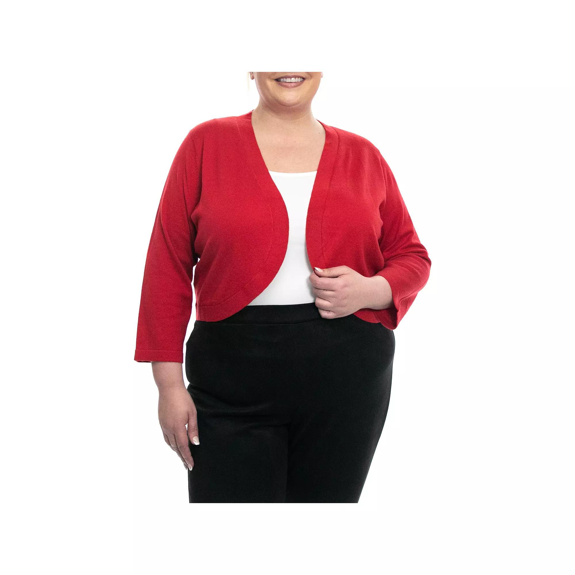 Plus Size Nina Leonard Classic Bolero, Women's, Size: 3XL, Nina Red Product Image