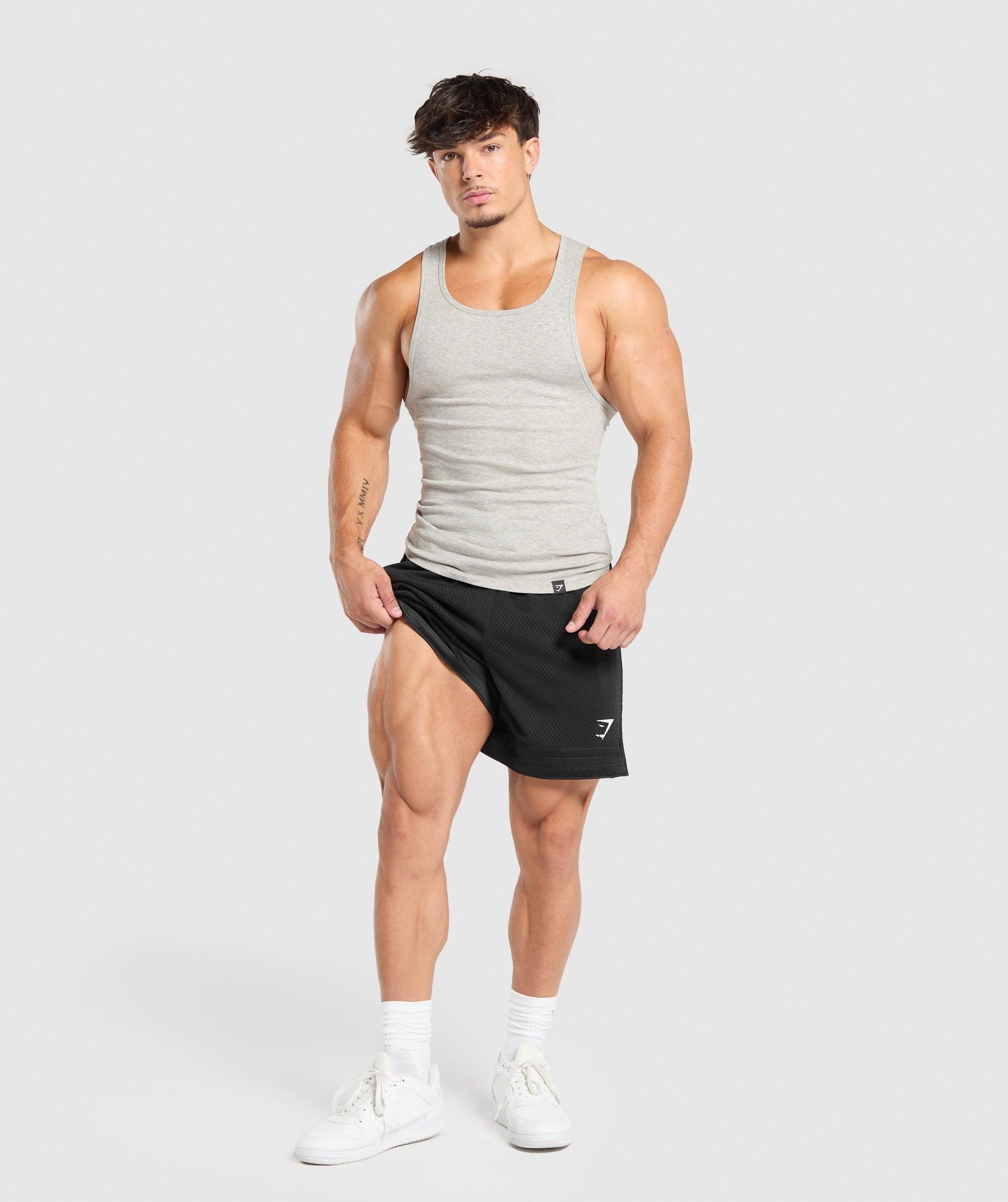 Gymshark Varsity Mesh Shorts - Black/White Logo Male Product Image