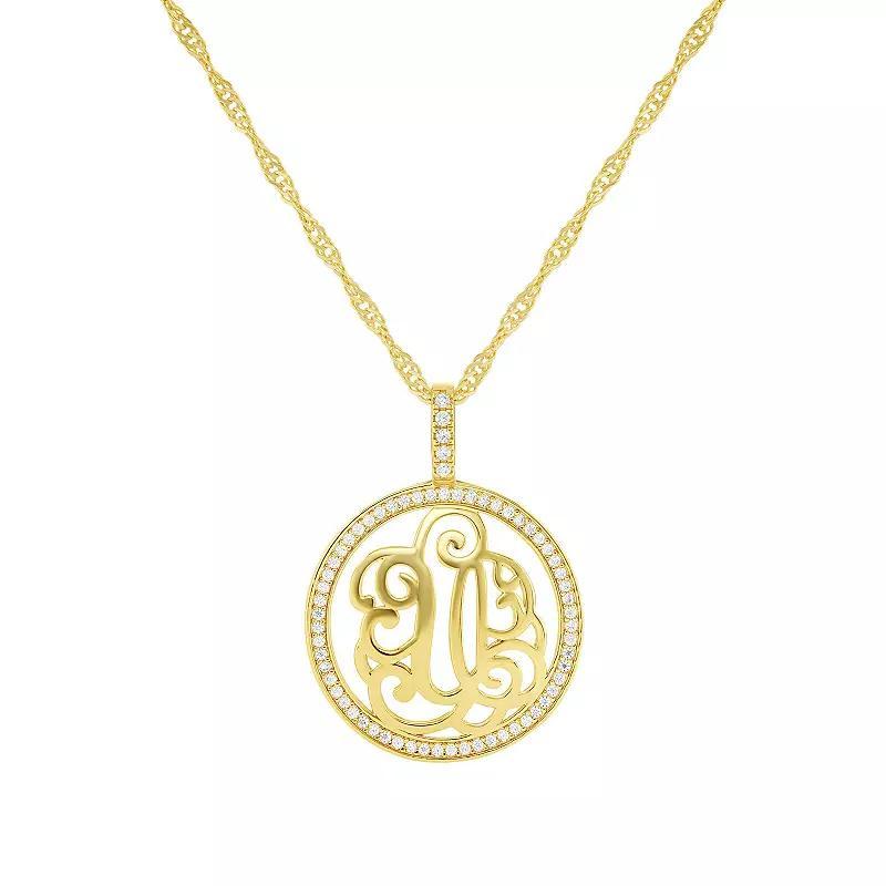 PRIMROSE Cubic Zirconia Initial Coin Pendant Necklace, Women's, Size: 18-20" ADJ, Gold Tone U Product Image