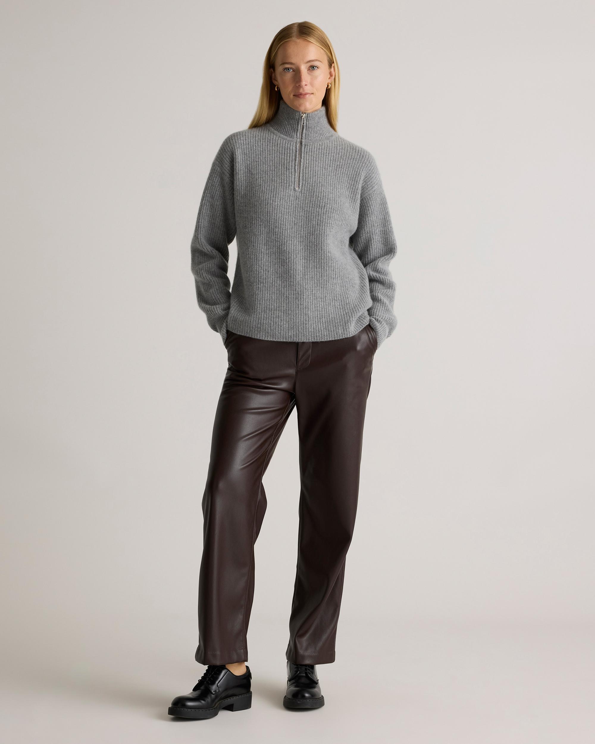 Quince | Women's Mongolian Cashmere Fisherman Quarter Zip Sweater Size XL Product Image