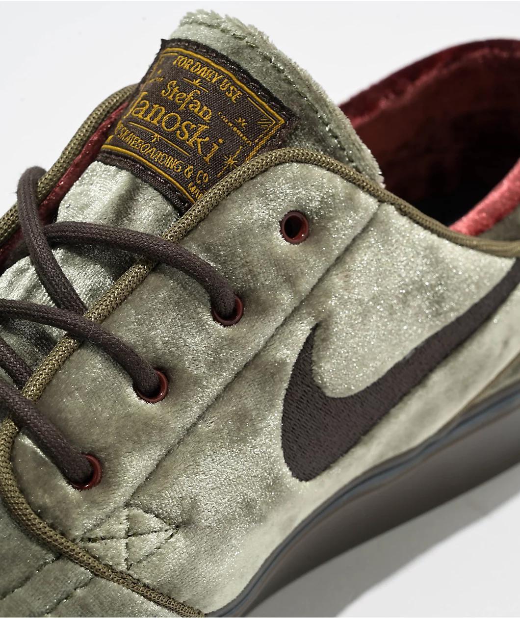 Nike SB Zoom Janoski OG+ SE Medium Olive, Dark Team Red & Velvet Brown Skate Shoes Product Image