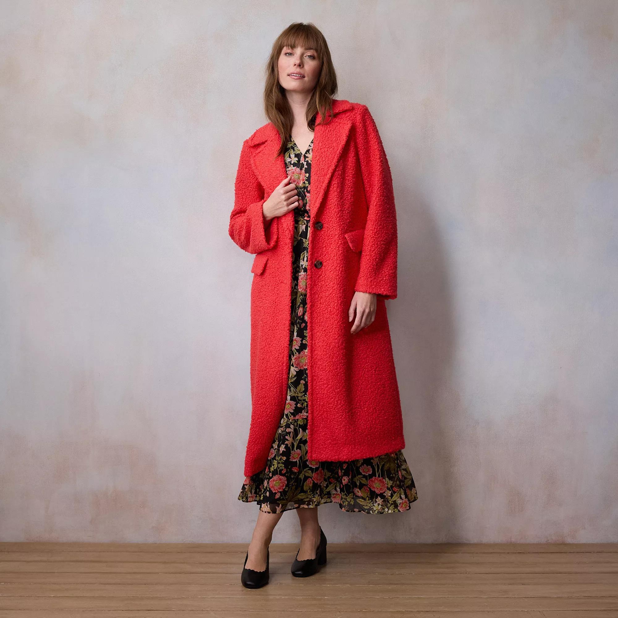 Women's LC Lauren Conrad Long Overcoat, Size: XXL, Hawaii Pink Product Image