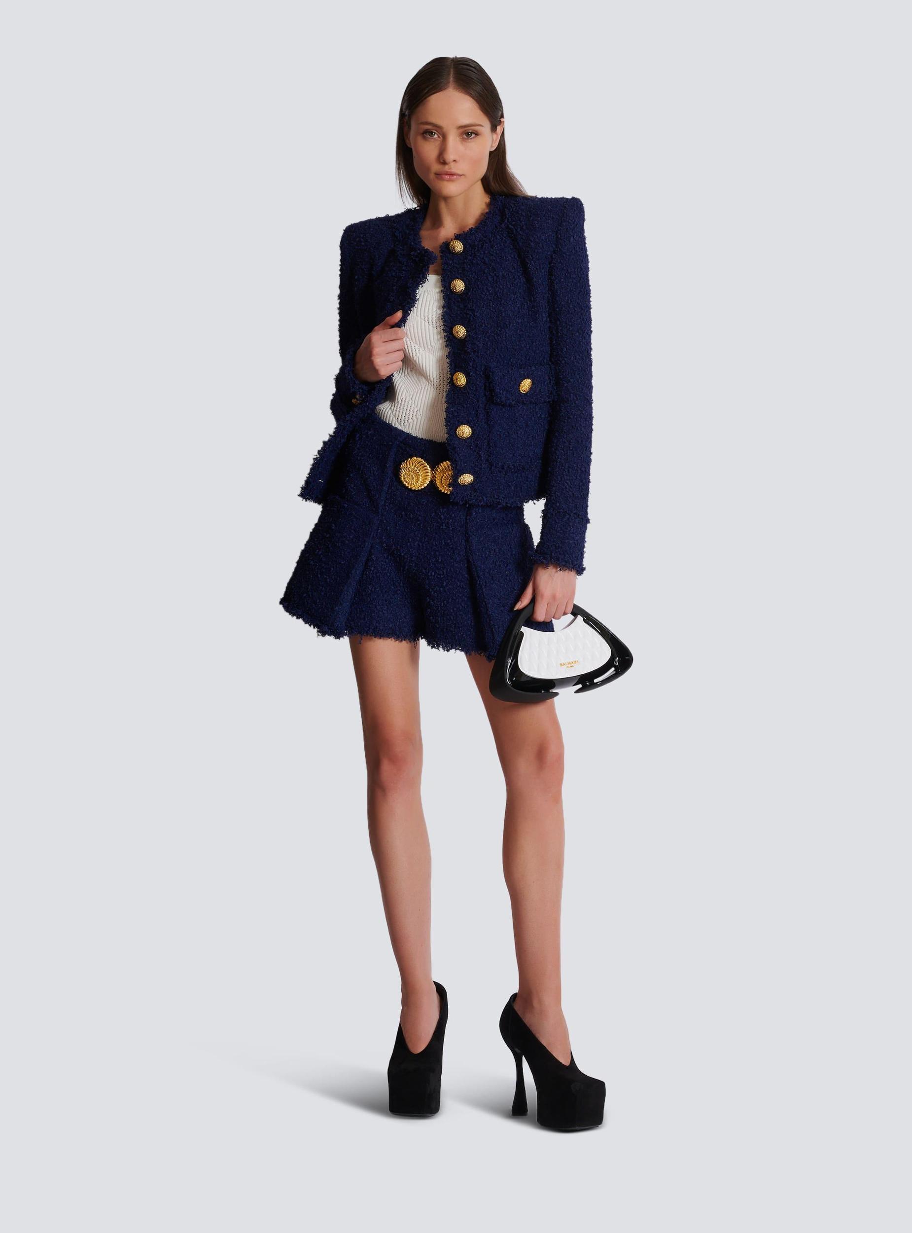 Belted tweed shorts with Snail buttons Product Image