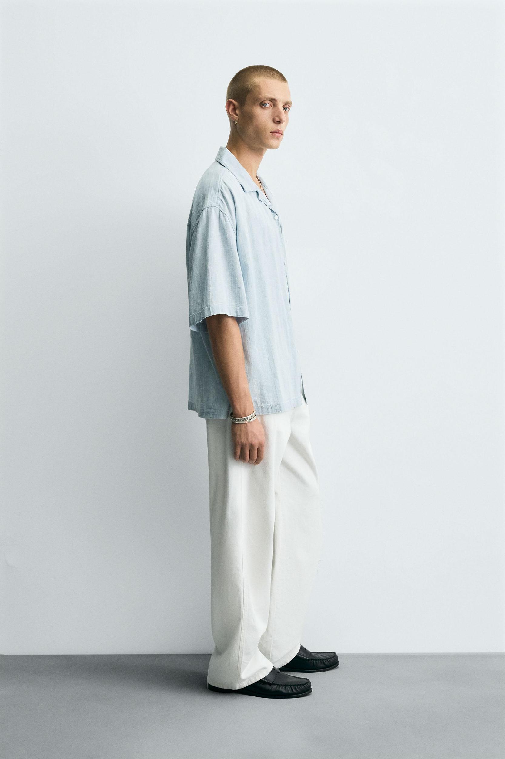 WASHED JACQUARD STRIPED SHIRT Product Image