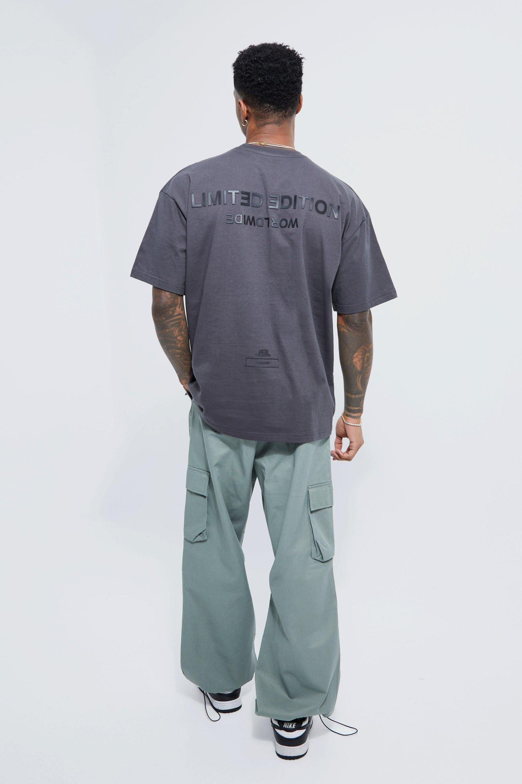Oversized Raised Limited Text T-shirt | boohooMAN USA Product Image
