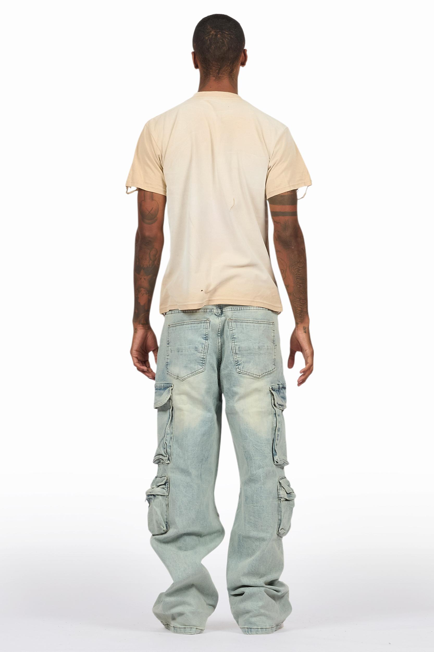 Tarl Beige/Blue T-Shirt/Baggy Fit Jean Bundle Male Product Image