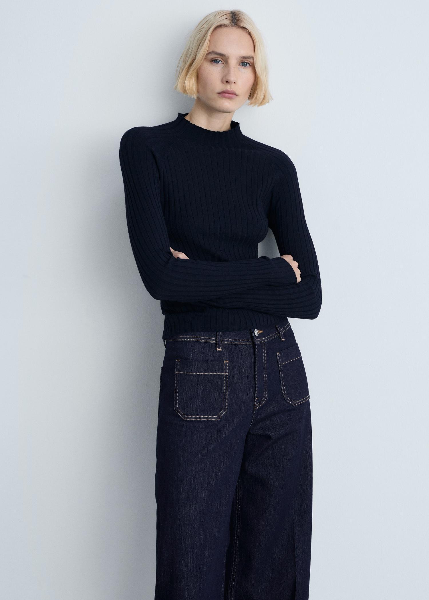 Wide-leg jeans with pockets rinse wash - Women | MANGO USA Product Image