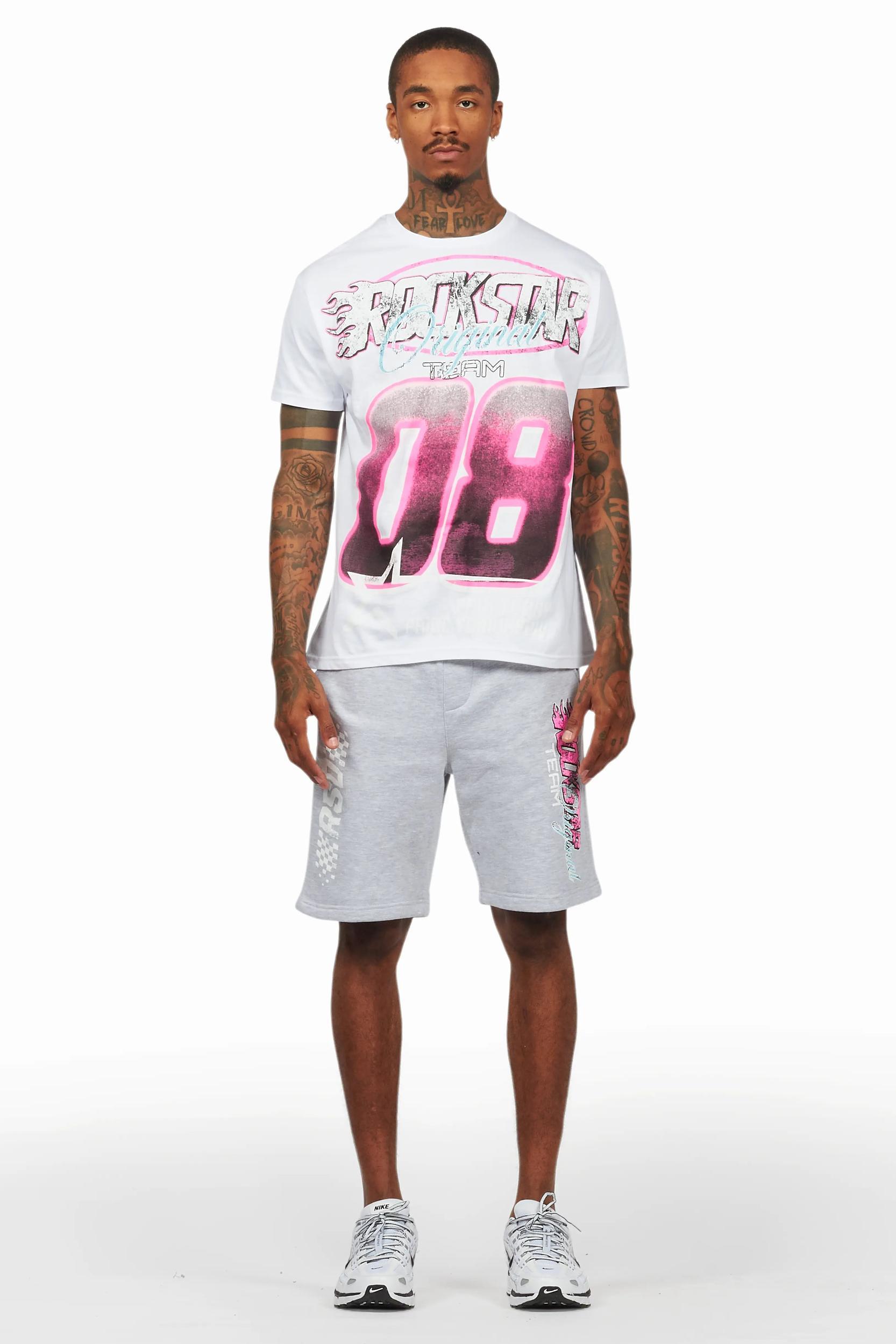 Theo White/Grey T-Shirt Short Set Male Product Image