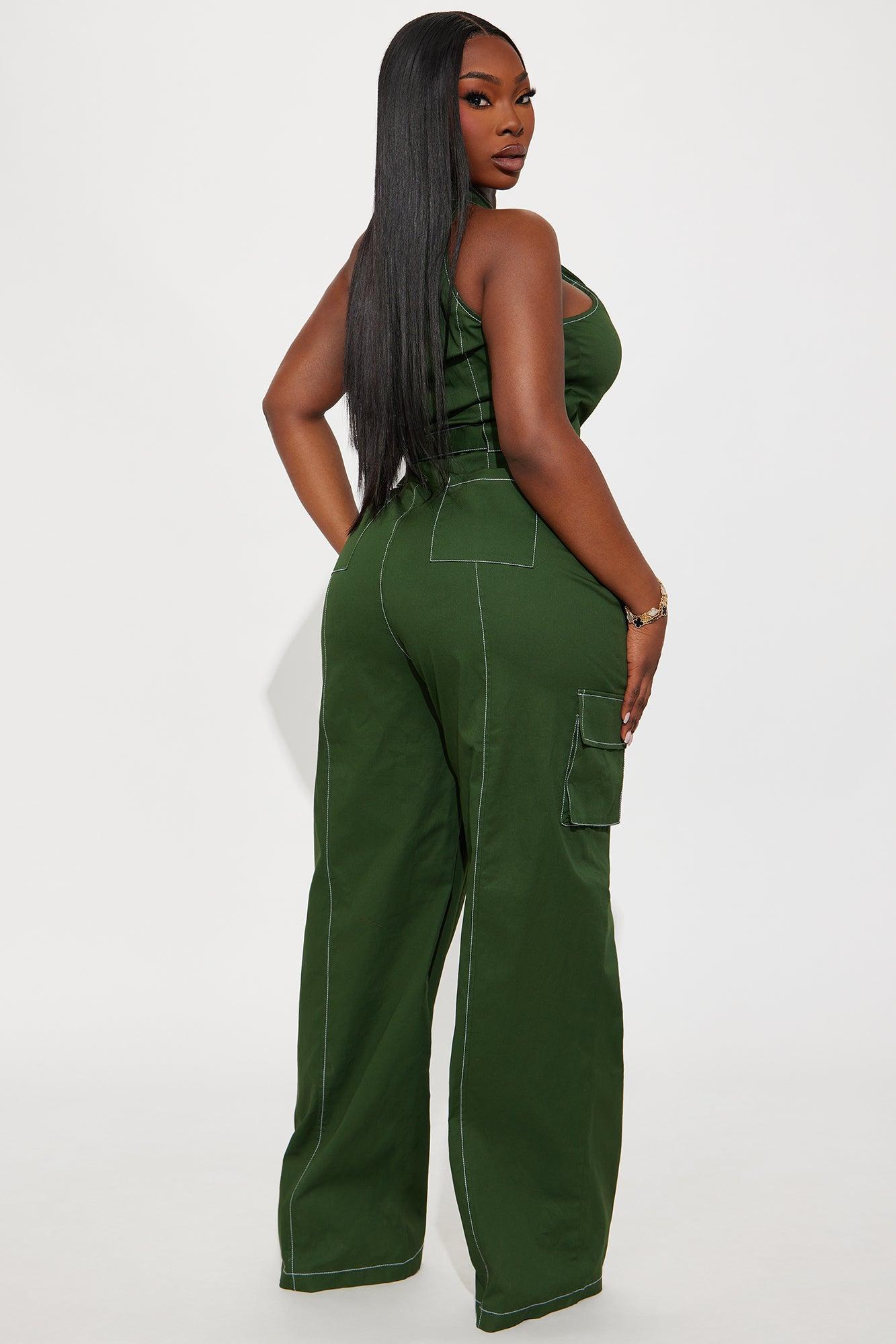 Naya Twill Zip Up Jumpsuit - Green Product Image