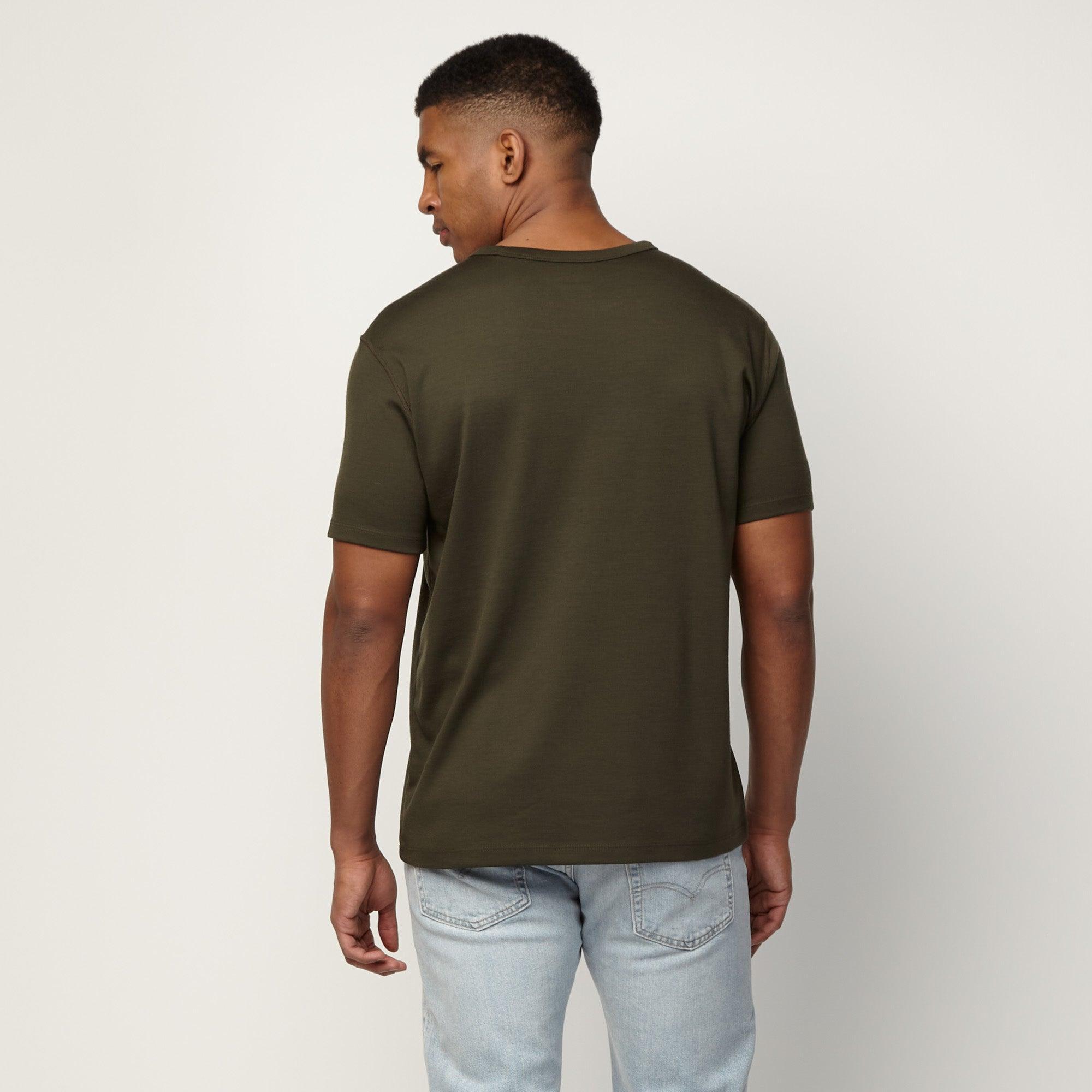 Merino Wool Interlock Crew Neck Tee | Forest Night Product Image