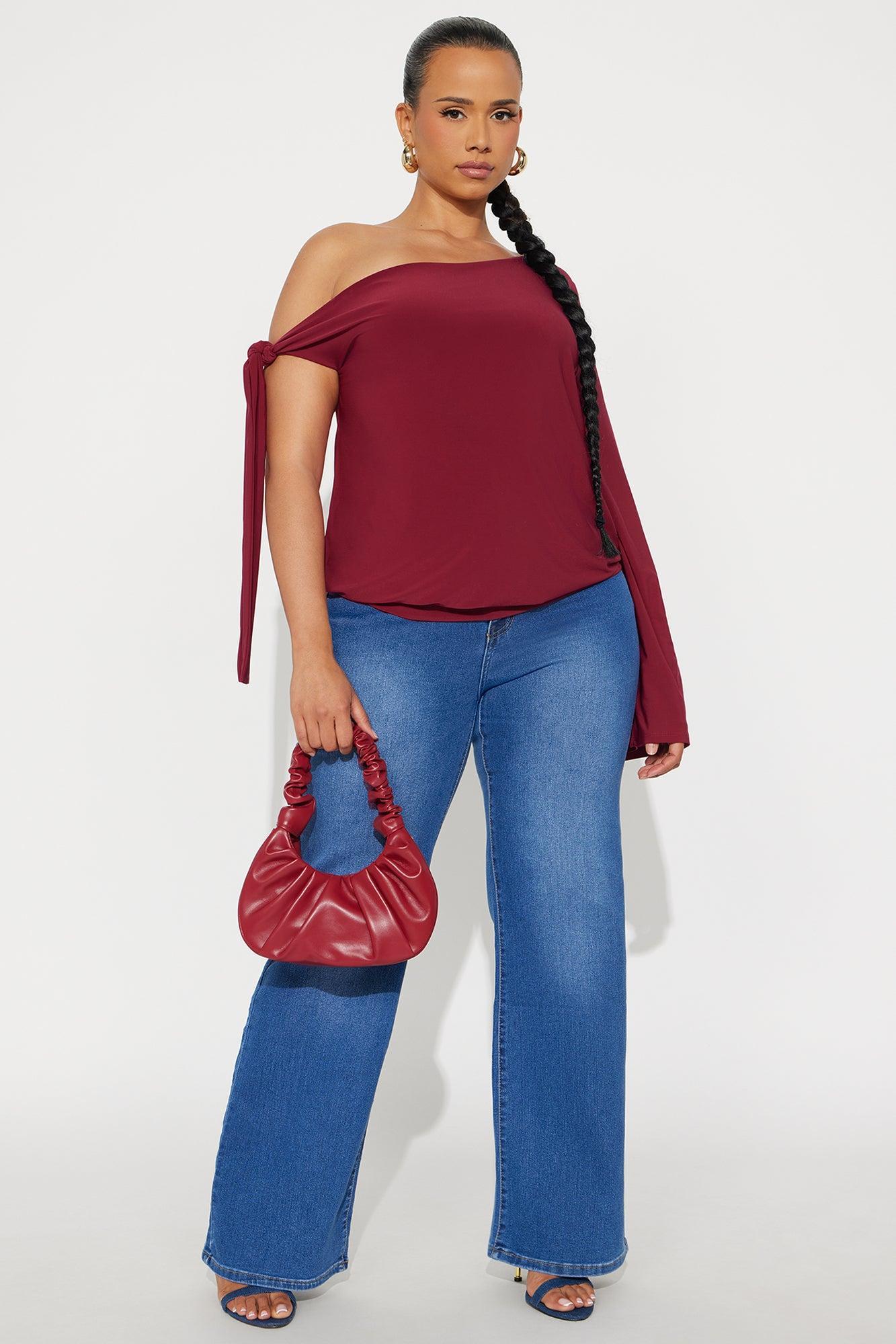 Fortuna Double Lined Off Shoulder Top - Burgundy Female Product Image